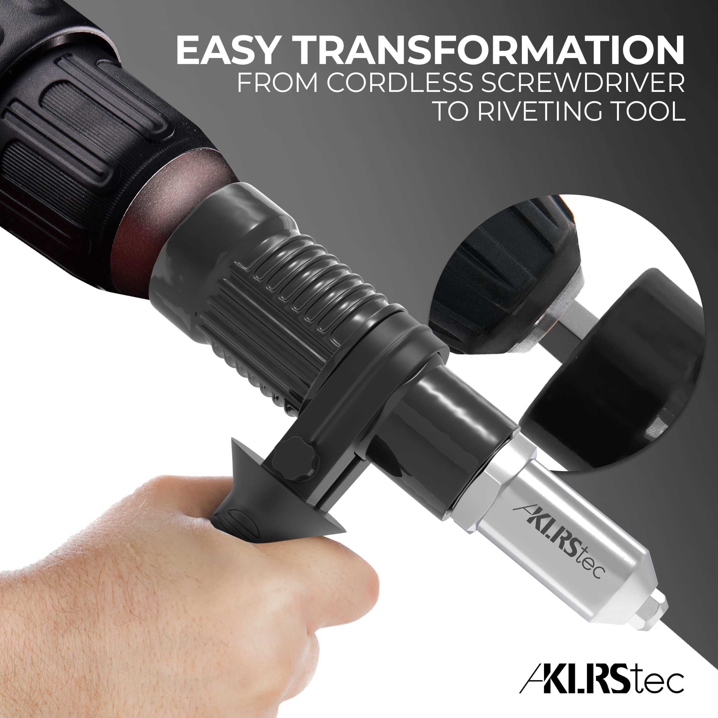 Klrstec Professional Rivet Gun Adapter - Rivet Attachment For Cordless Screwdrivers And Drills - Easy Processing For Pop Rivets