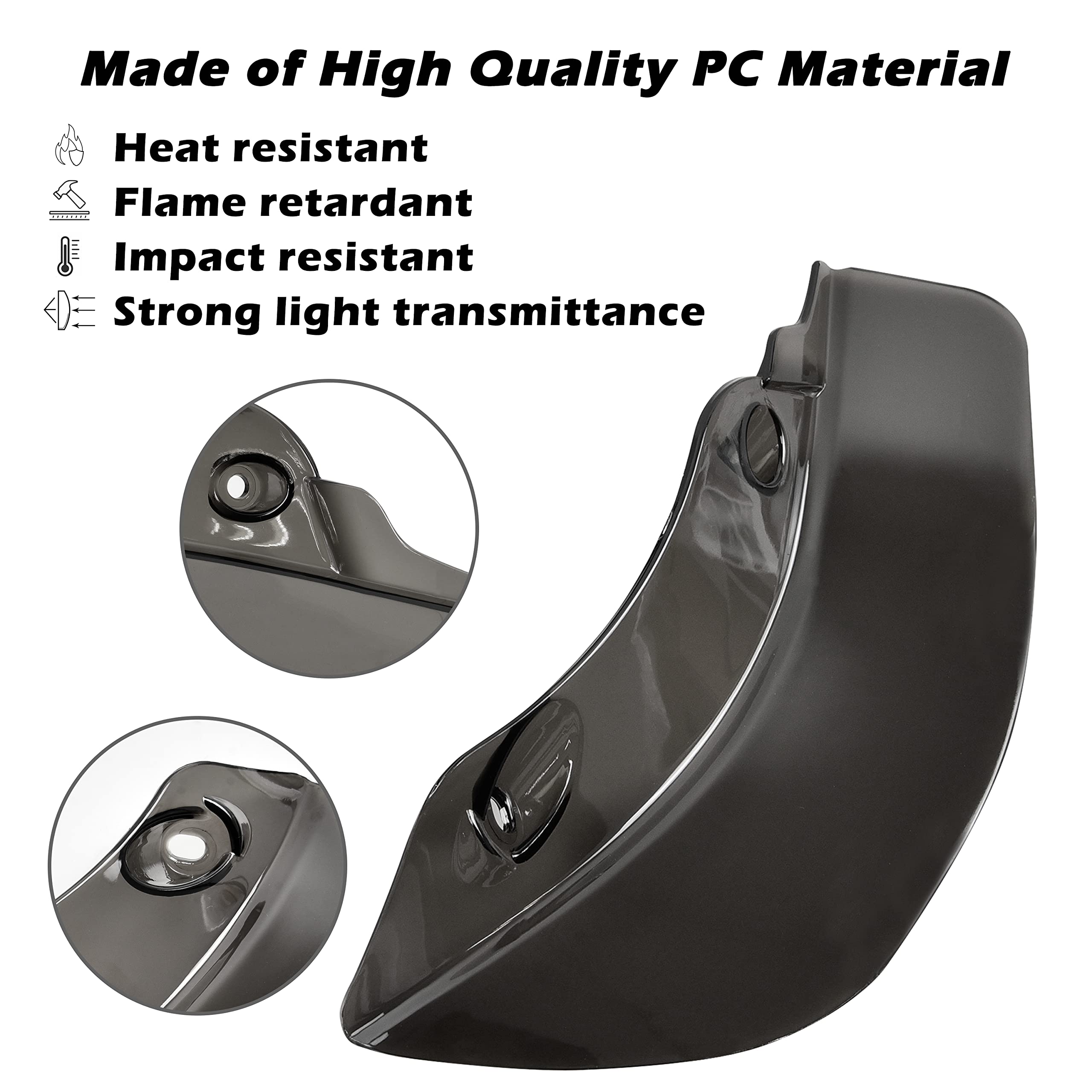 VEISUTOR Wide Wind Deflector for Harley Touring, Smoke Fairing Air Deflectors Side Wind Windshield for Harley Road Glide FLTRXS