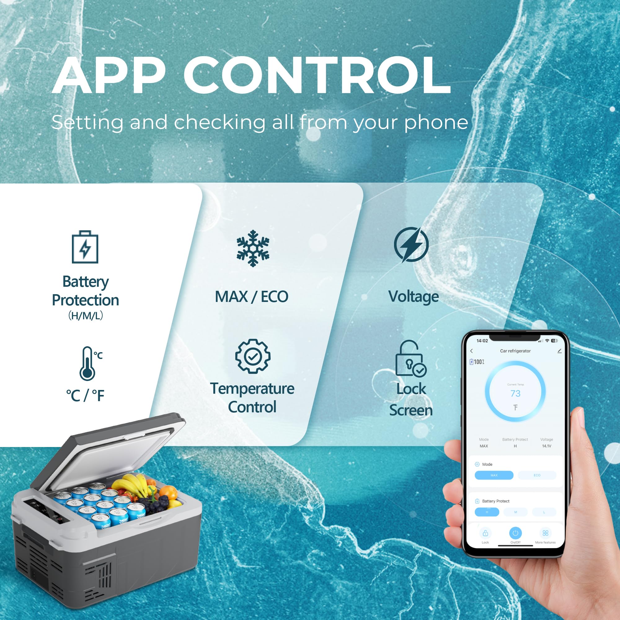 EUHOMY 12 Volt Refrigerator, 11 Quart (10L) Compressor Electric Cooler APP Control, Car Fridge 12/24V DC & 120-240V AC, Car refr