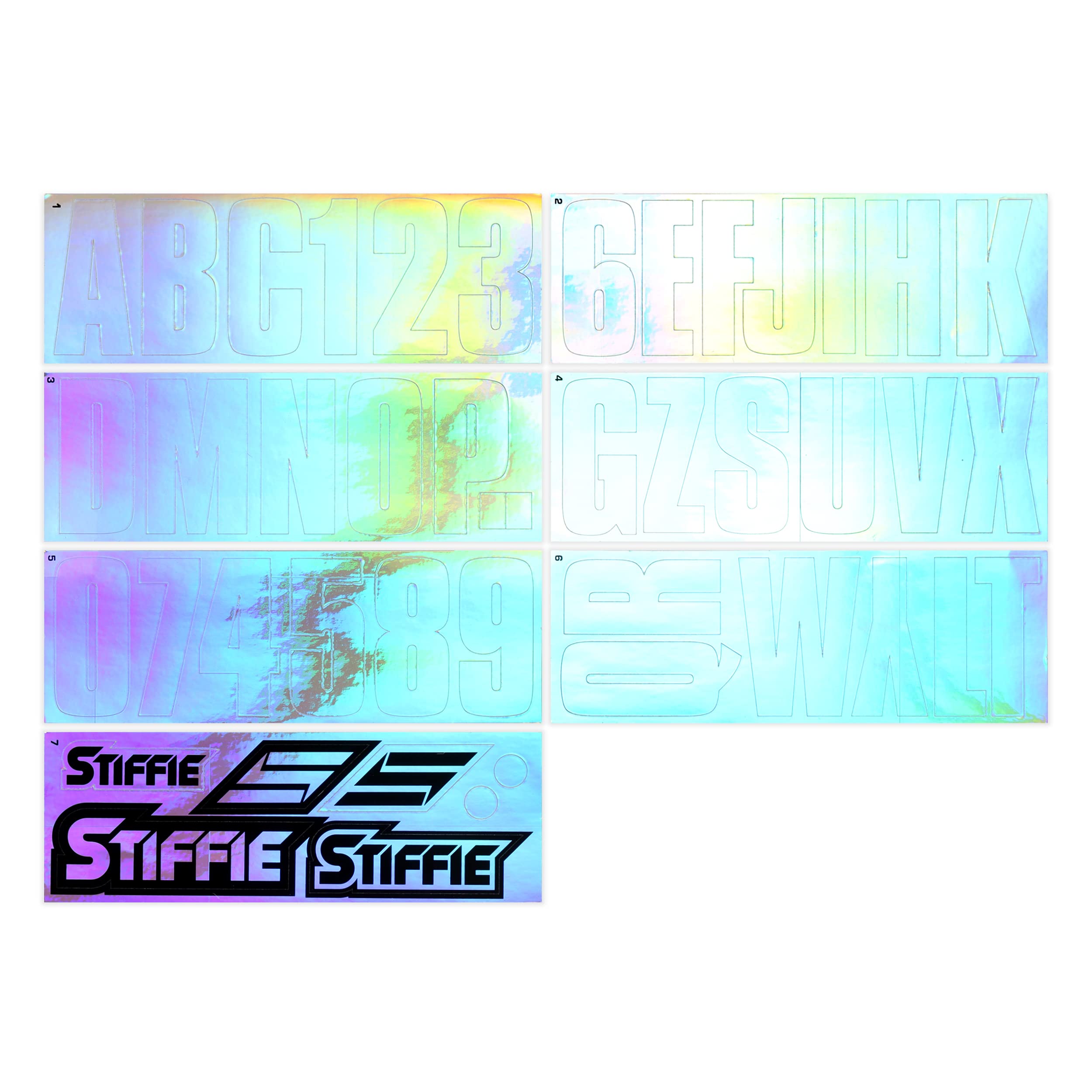 STIFFIE Uniline Rainbow Chrome 3'' Boat & PWC Registration Decals  Numbers Letters Stickers
