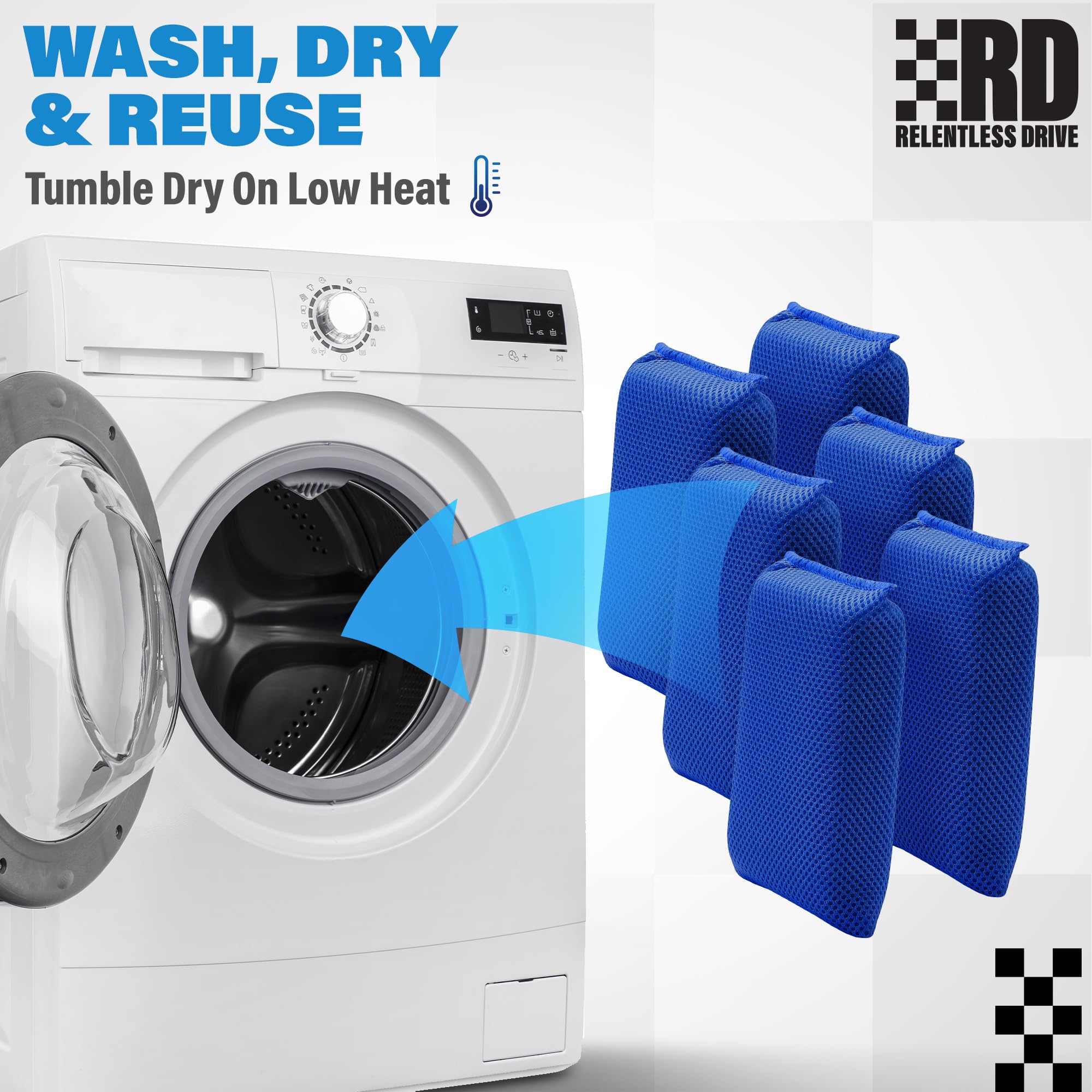 Relentless Drive (Pack of 6) Bug and Tar Remover for Cars Exterior - Ultra Soft Mesh Car Wash Sponges Non Scratch