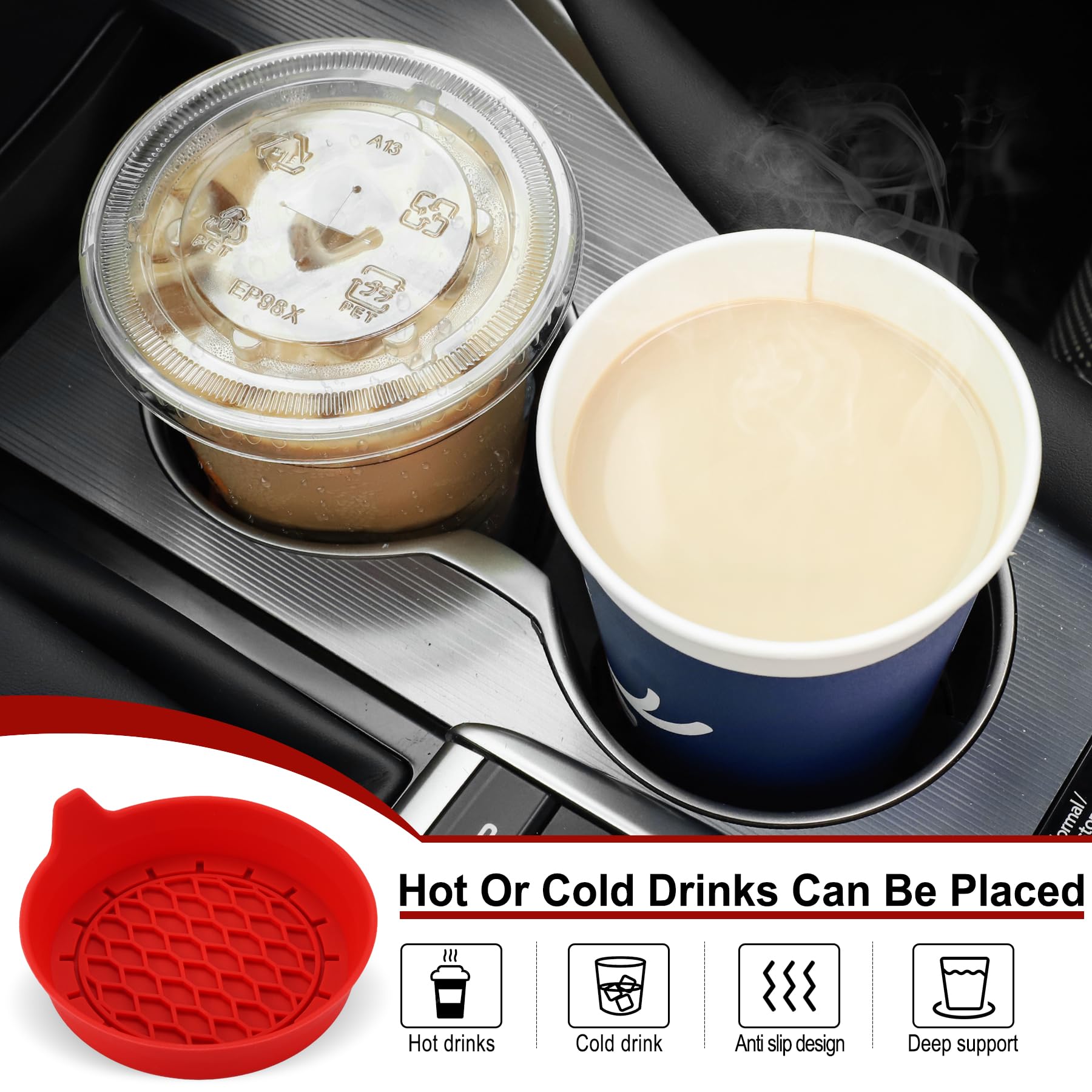 Singaro Car Cup Holder Coaster, Silicone Cup Holder Insert, Universal Non-Slip Cup Holders, Car Accessories Interior For Women A