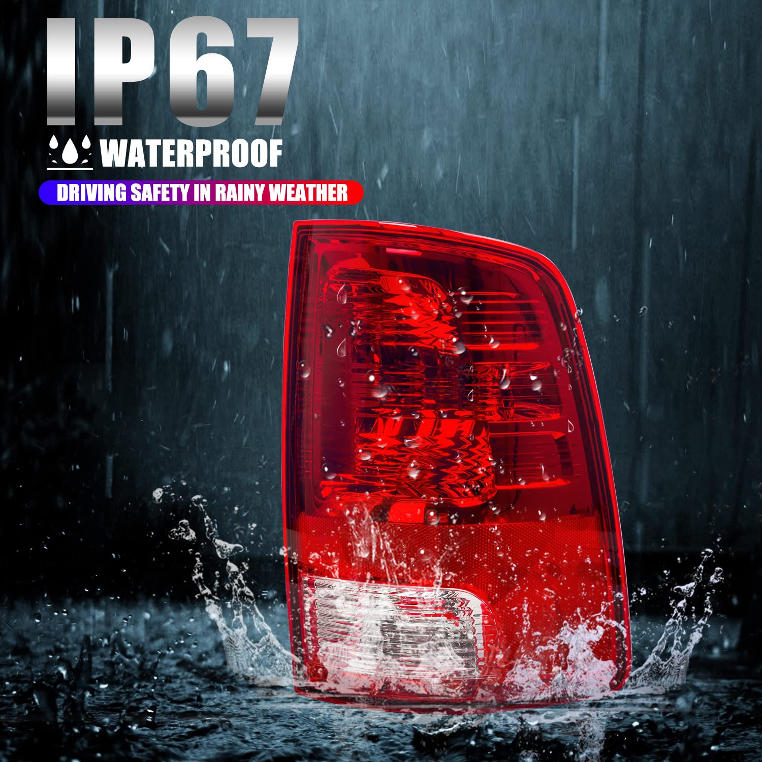 Ransoto Tail Light Compatible With Dodge Ram 1500 2500 3500 2009-2018 Right Passenger Side Rear Taillight Brake Lamp With Bulb R