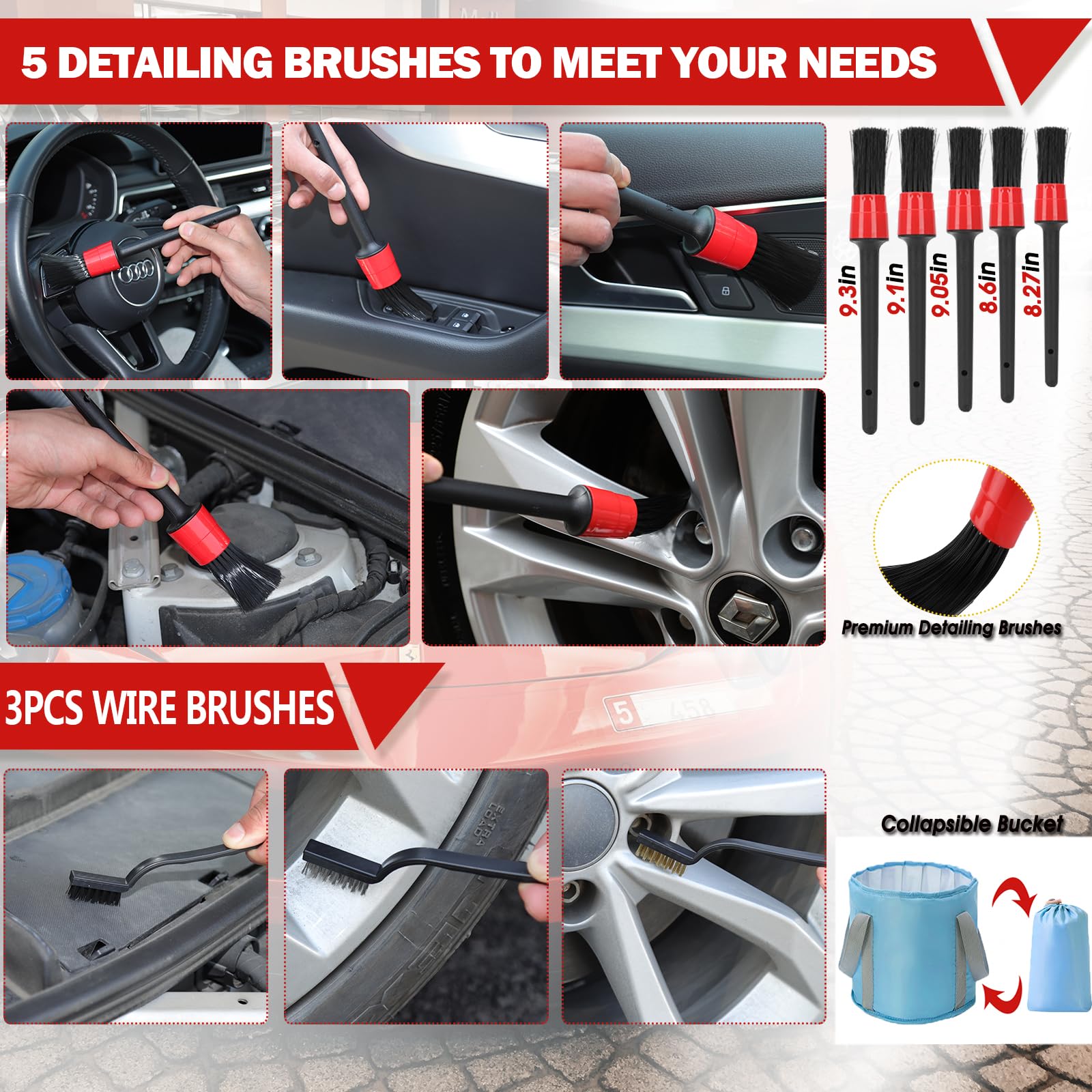 56Pcs Car Wash Cleaning Kit With Foam Gun, Car Wash Brush With Long Handle, Car Detailing Kit, Car Wheel Brush For Car Cleaning