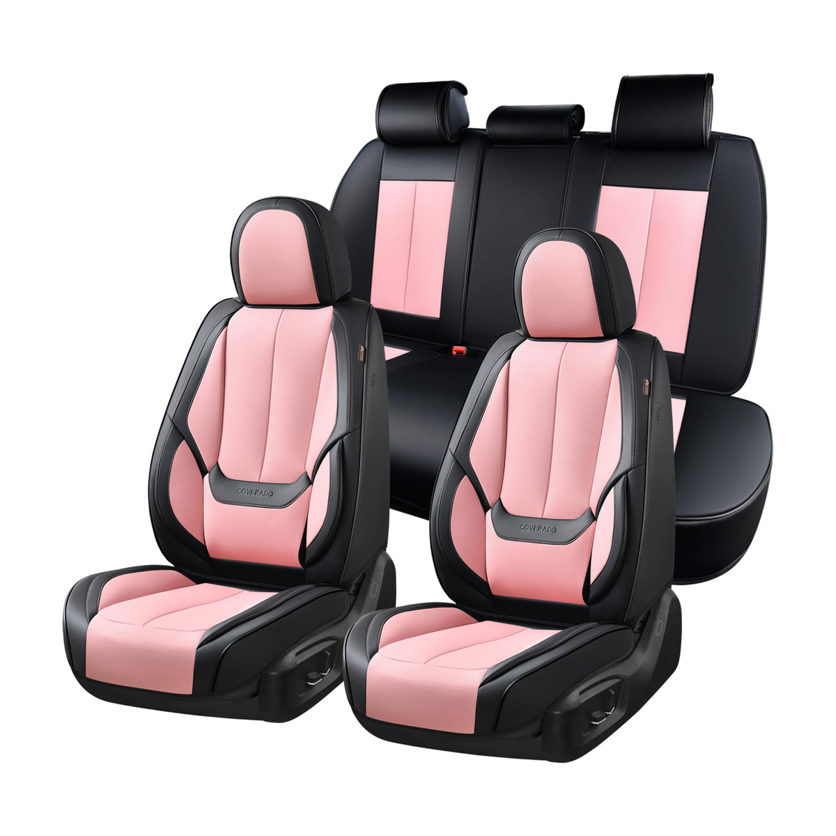 Coverado Car Seat Covers Full Set, Seat Covers for Cars, Black Car Seat Covers Front Seats and Back Car Seat Protector Waterproo