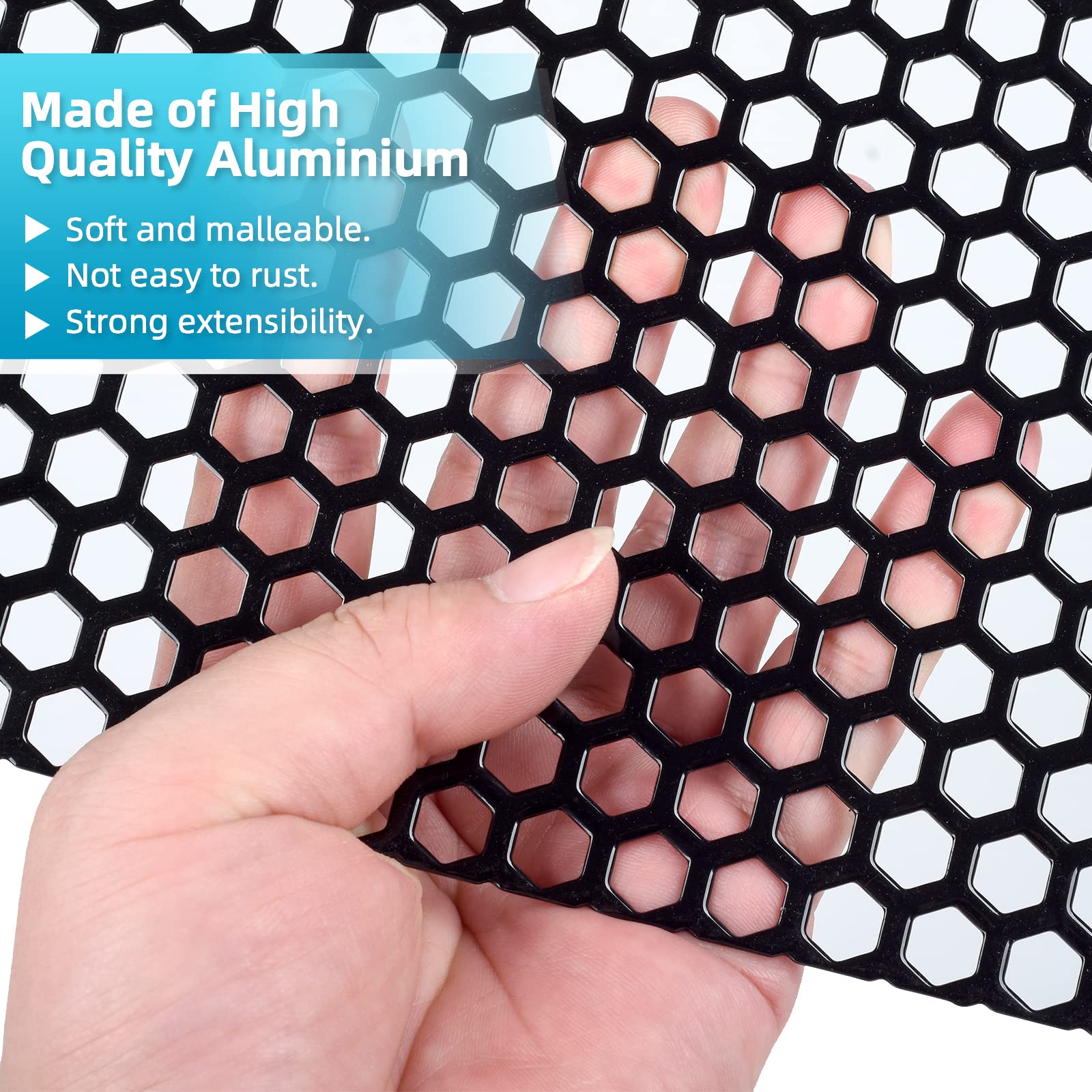 AggAuto Universal 40''x13'' Car Grill Mesh - Aluminum Alloy Automotive Grille Insert Bumper Honeycomb Hole 8mm Spacing 3mm, One