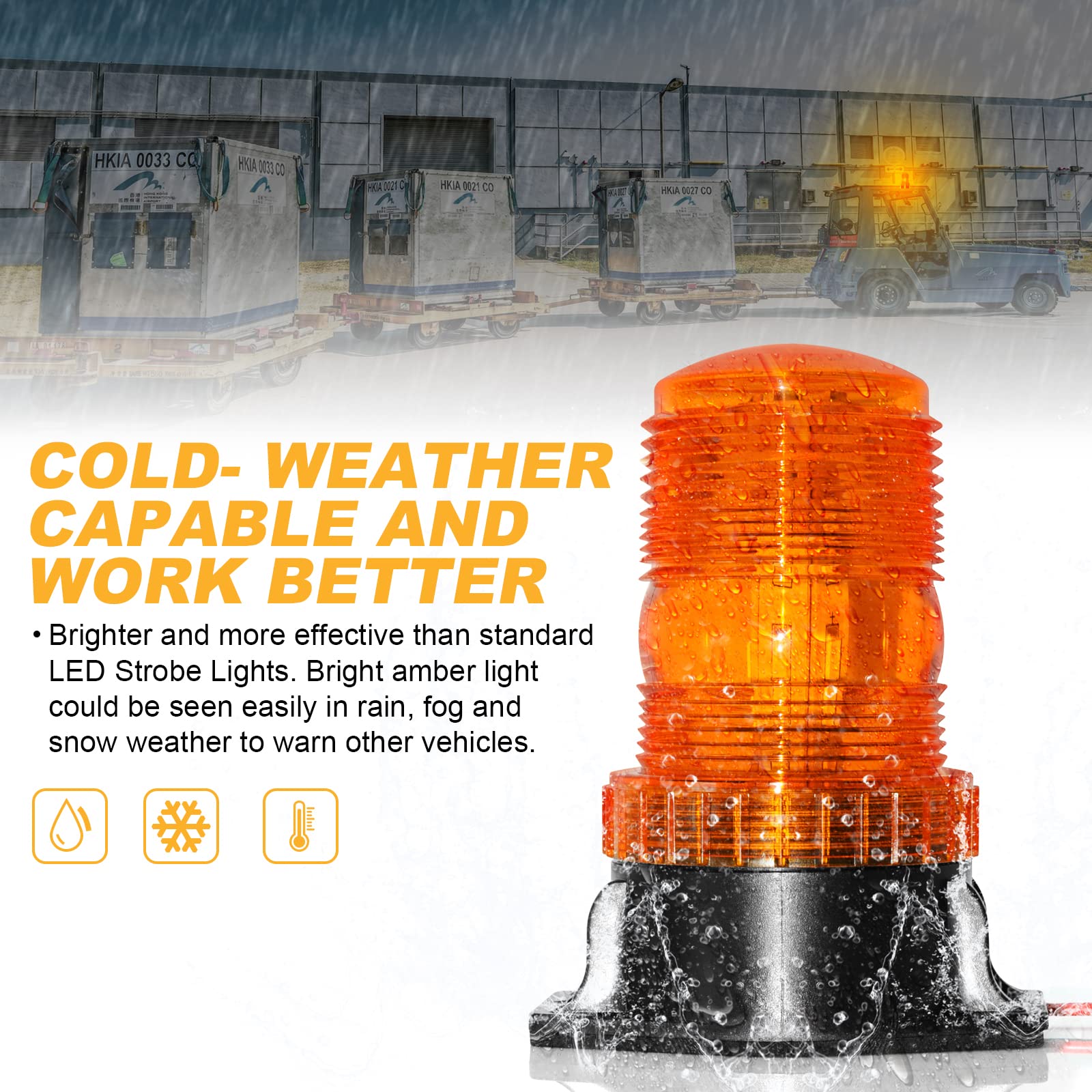 Etzone 30 Led Amber Forklift Strobe Light 30W Vehicle Roof Safety Beacon Light For 10-110V Mower, Atv, Trucks, Tractor, Golf Car