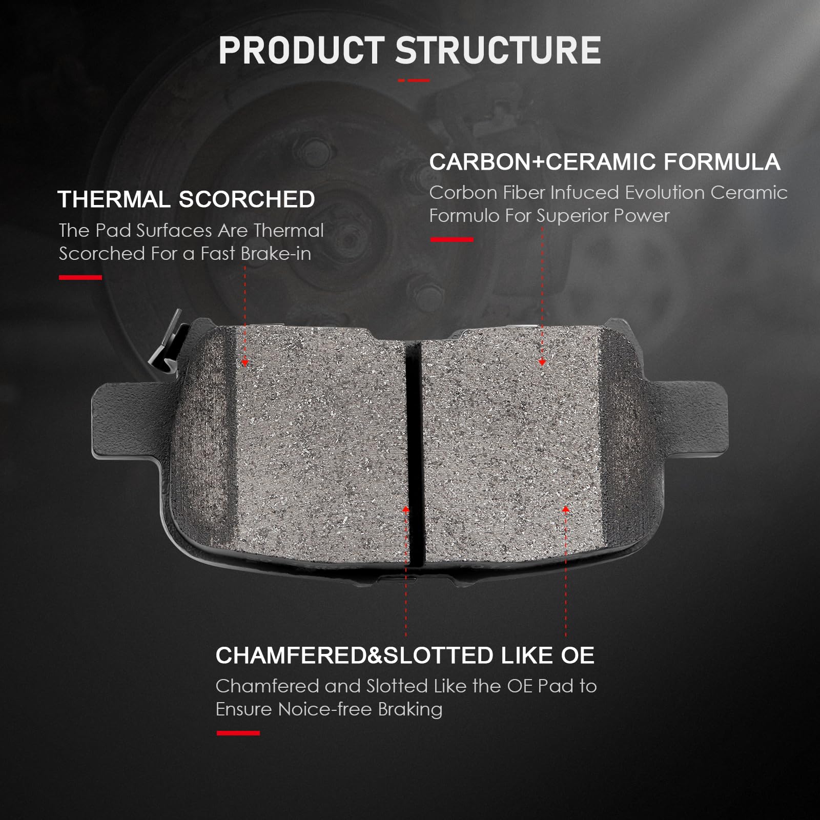 Cciyu D865 Rear Ceramic Brake Pads Kits 4Pcs Fit For 2001-2006 For Acura Mdx,2002-2004 For Honda Odyssey,2003-2008 For Honda Pil