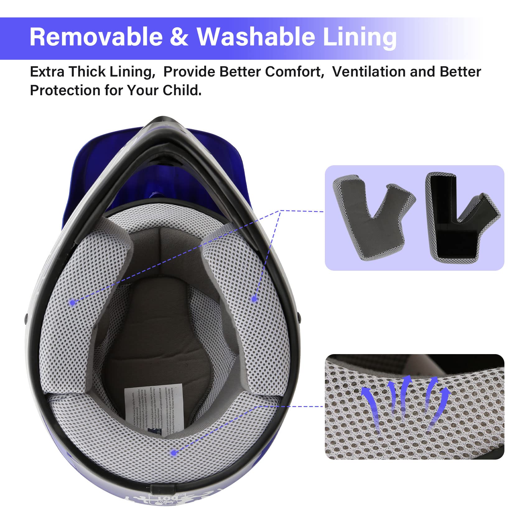 Xfmt Dot Youth Kids Motocross Offroad Street Dirt Bike Helmet Youth Motorcycle Atv Helmet With Goggles Gloves Blue Skull M