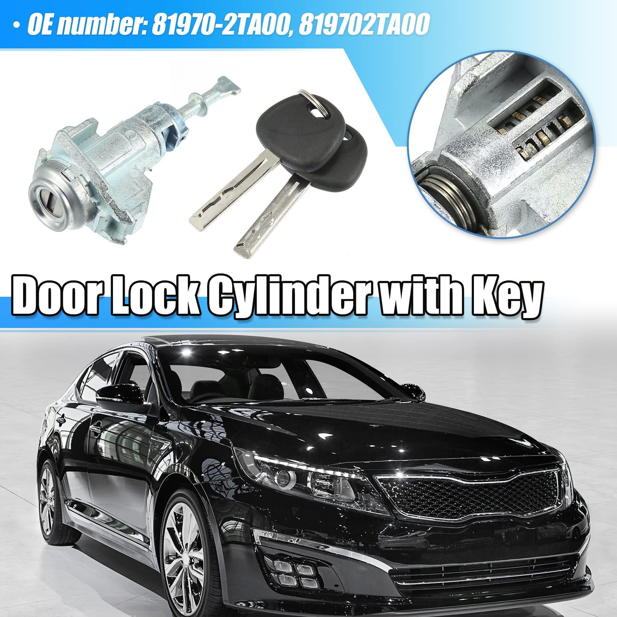 X Autohaux 1 Set Door Lock Cylinder Set Kit With 2 Keys For Kia Optima 2011-2018 Left Driver Side Door Lock Set Tumbler With Key