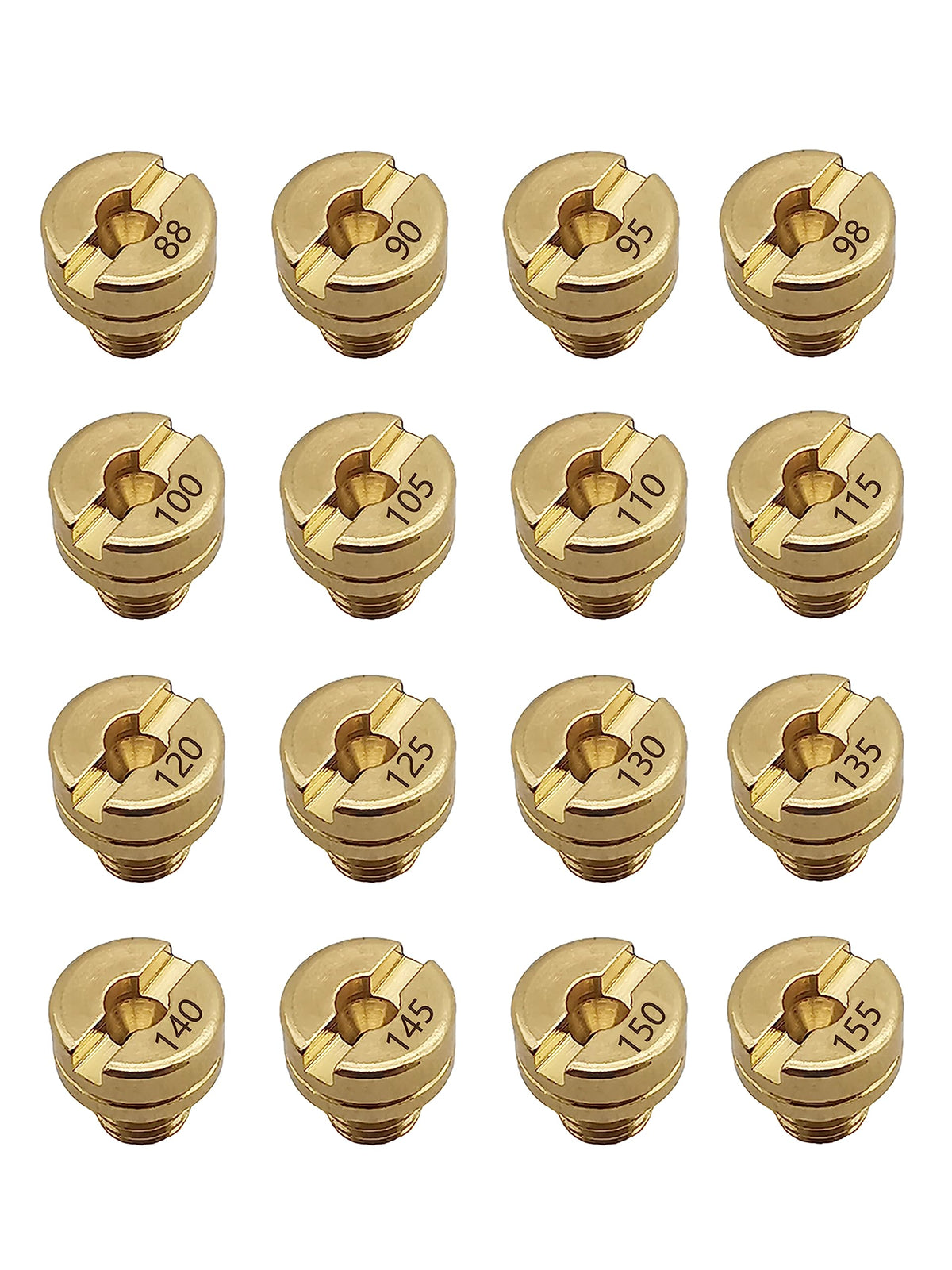 16Pcs Carburetor Jet Kit Main Jets For Mikuni Vm22 Vm24 Vm26 125Cc 150Cc 200Cc 250Cc For Mini Bike Dirt Bike Pit Bike Atv 88 90 95 98 100 105 110 115 120 125 130 135 140 145 150 155