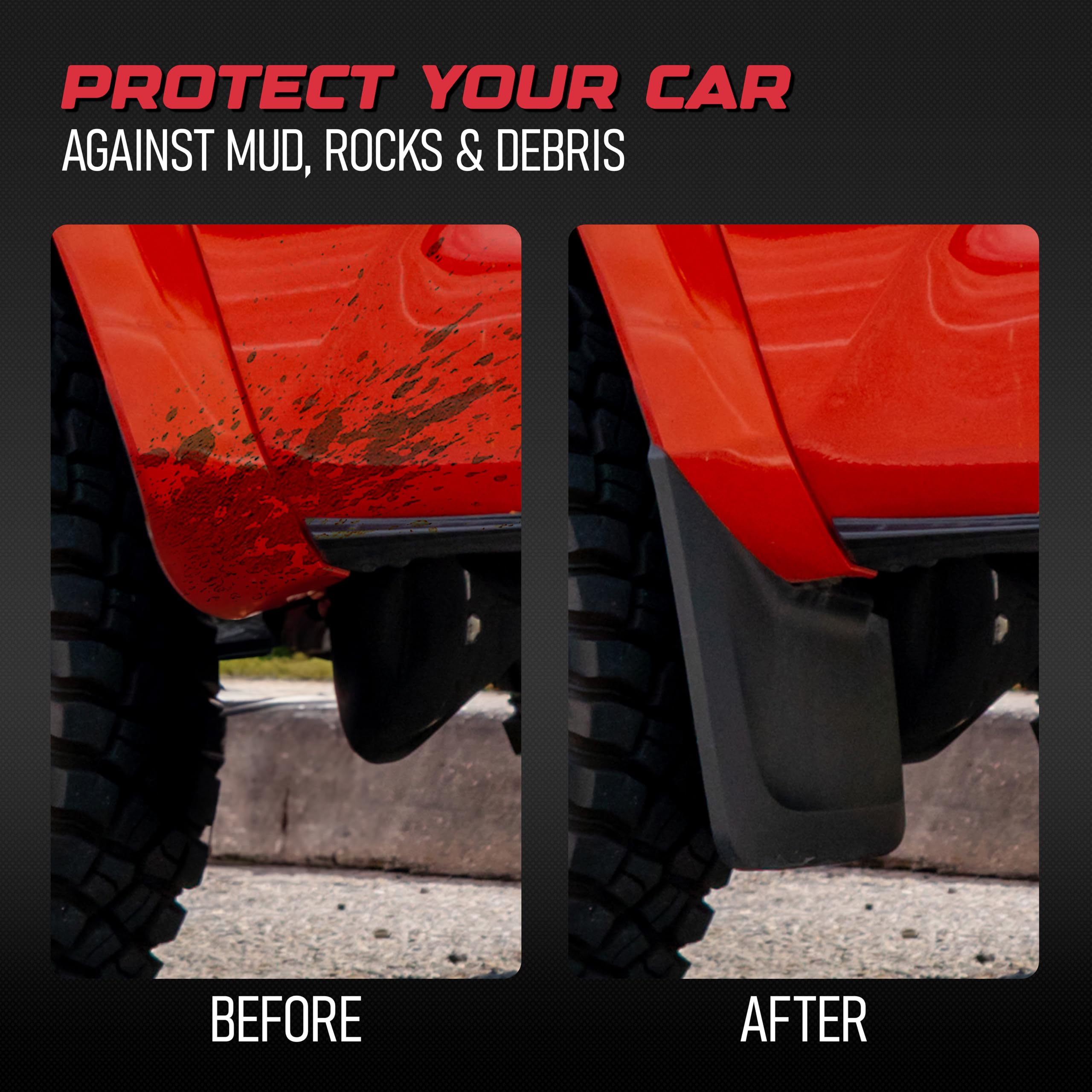 Premium Heavy Duty Mudflaps Set Of 4, Front And Rear Splash Guard Protectors - Compatible With Toyota Tacoma With Oem Fender Fla