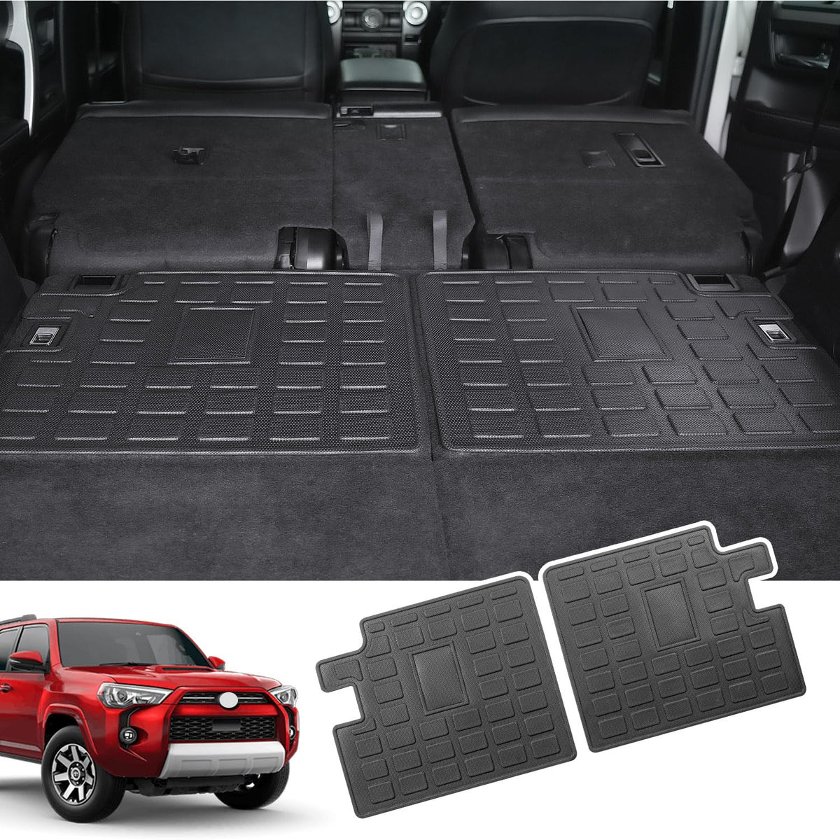 Xipoo Backrest Mat Compatible with 2010-2024 Toyota 4Runner Rear Backrest Mat 7 Seaters TPE Material Trunk Mat Replacement for 2