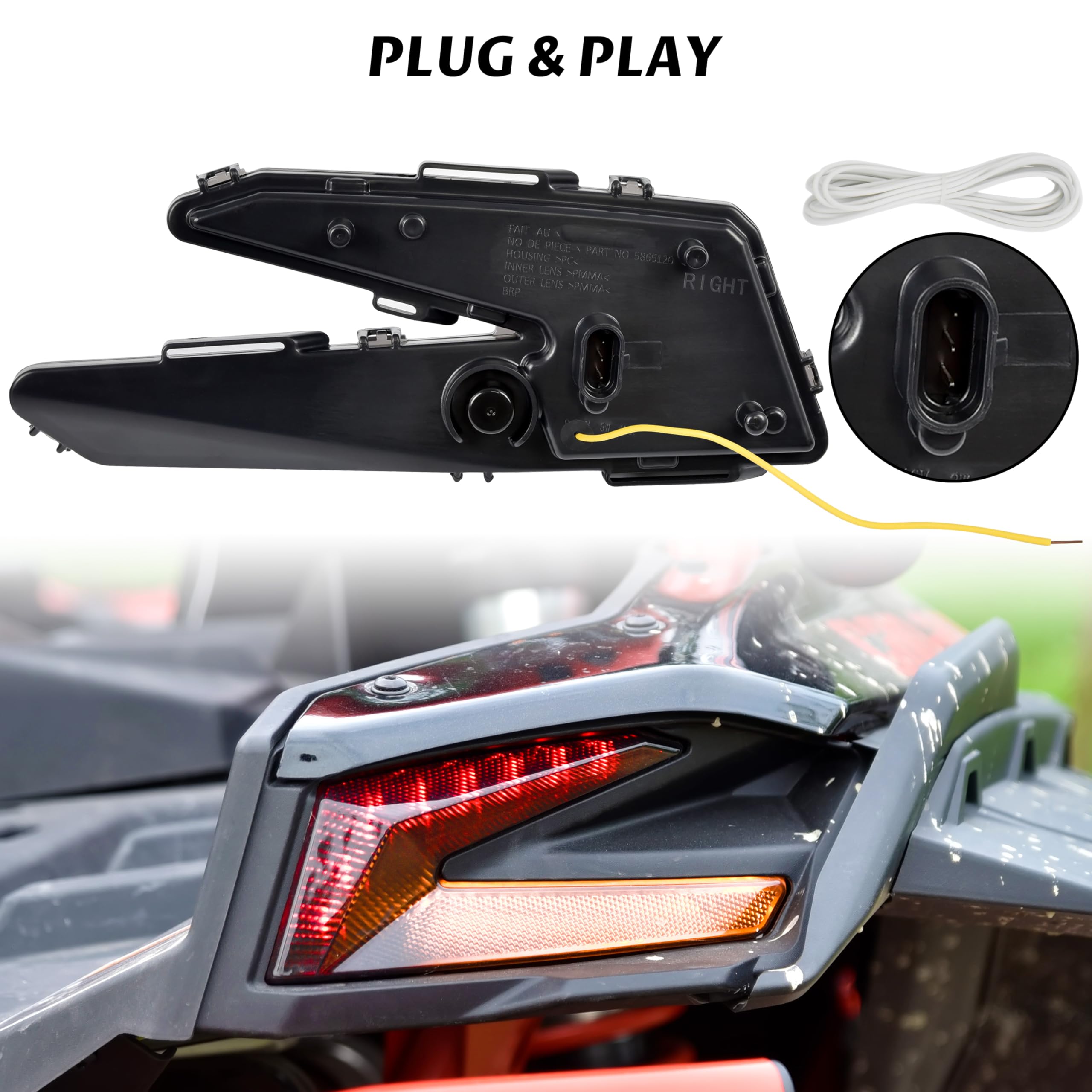 Sautvs Led Taillights Tail Lamps Assembly Tail Lights Rear Lights With Yellow Turn Signal Light For Can-Am Maverick X3 Xds Xrs Max Turbo R 2017-2025 Accessories (2Pcs, #710004744)