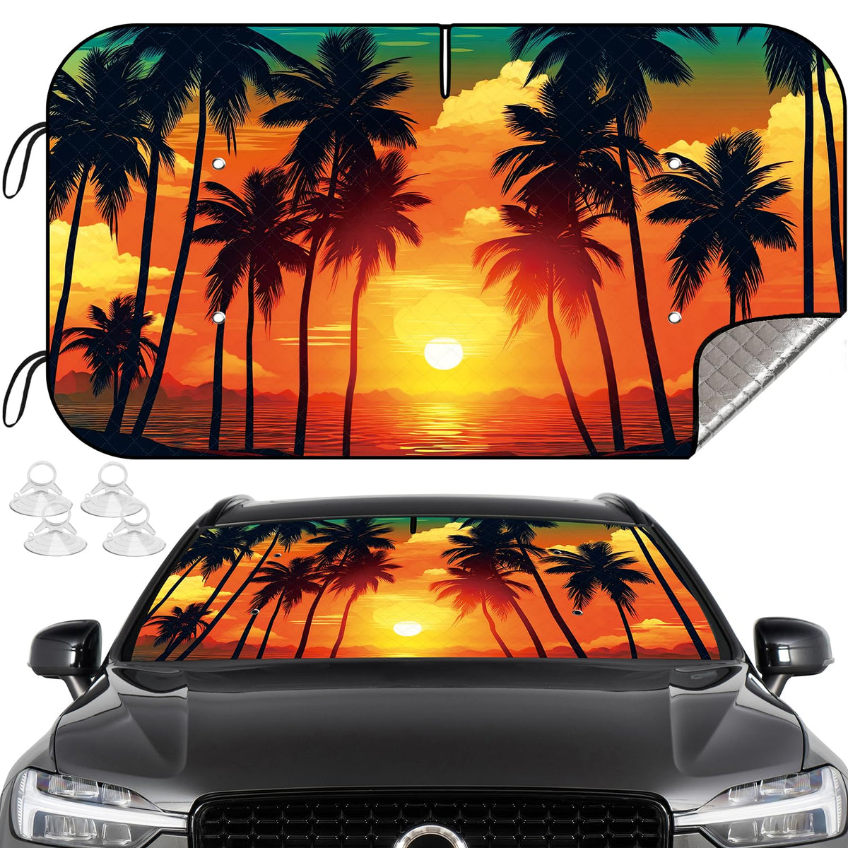Car Windshield Sun Shade, Foldable Windshield Cover Sunshade Front Window with Enhanced Sun Protection for Cars, SUVs, Hatchback