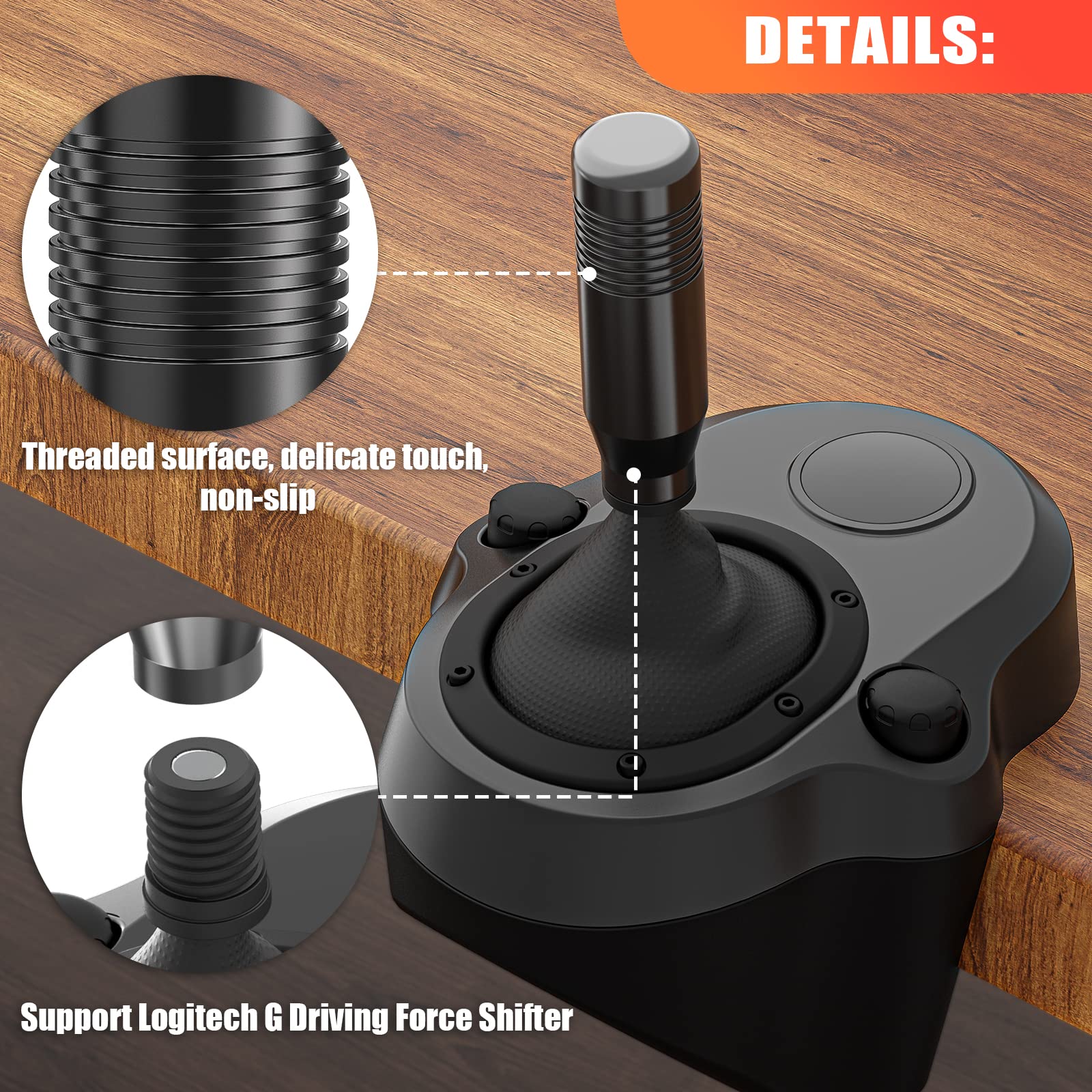 Aikeec Gear Shifter Knobs And Adapter Compatible With Logitech G29 G920 G923 G27 Driving Force Stick Aluminum Weighted Shift Knob Gear Shifting Lever Handle (Black)