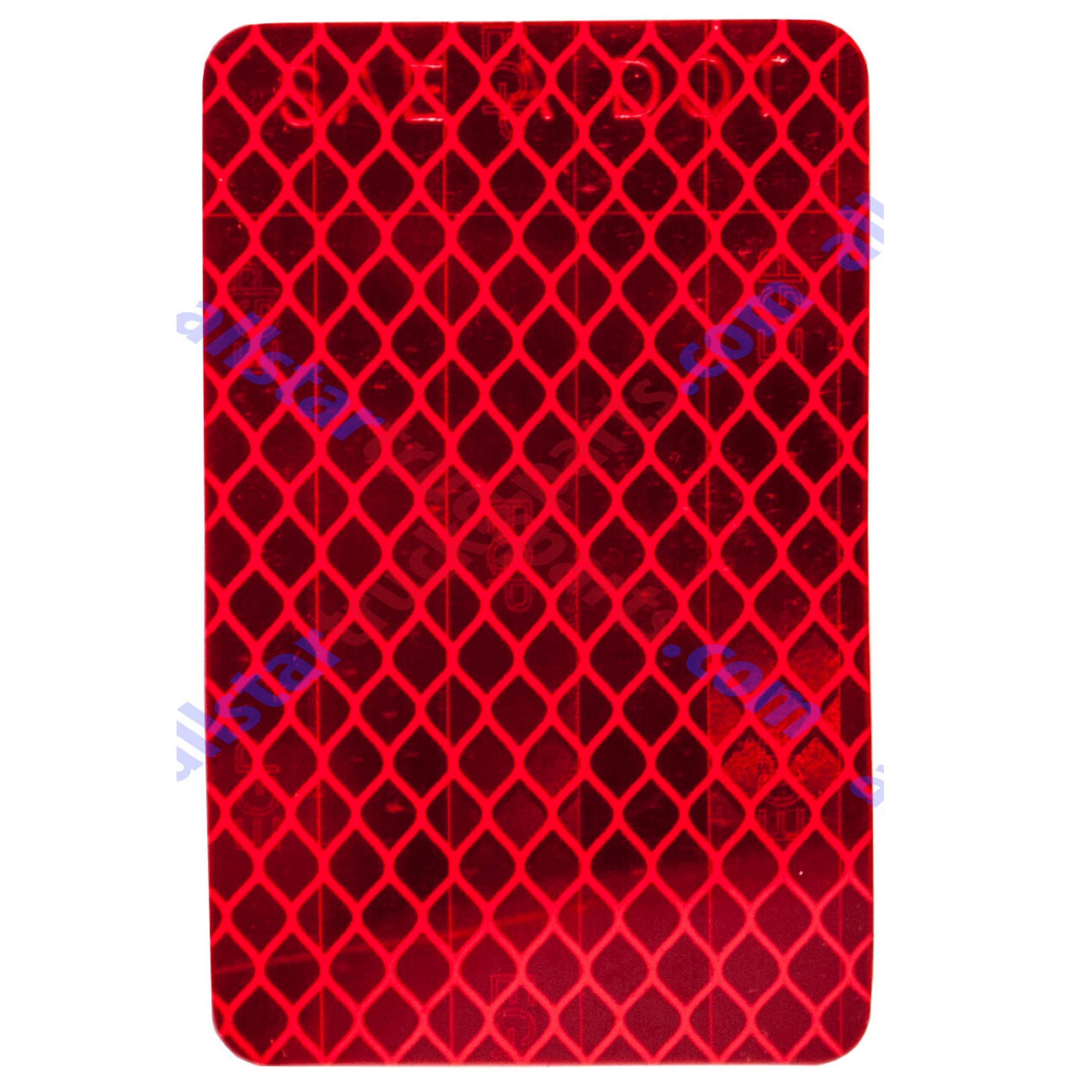 All Star Truck Parts] Amber/Red 2X3 Rectangle High Visibility Reflective Stick-On Prism Reflector Dot-Sae Strong Weatherproof Trailer Camper Rv Flatbed Fender Property Boat Marine Sign (Red, Qty 4)