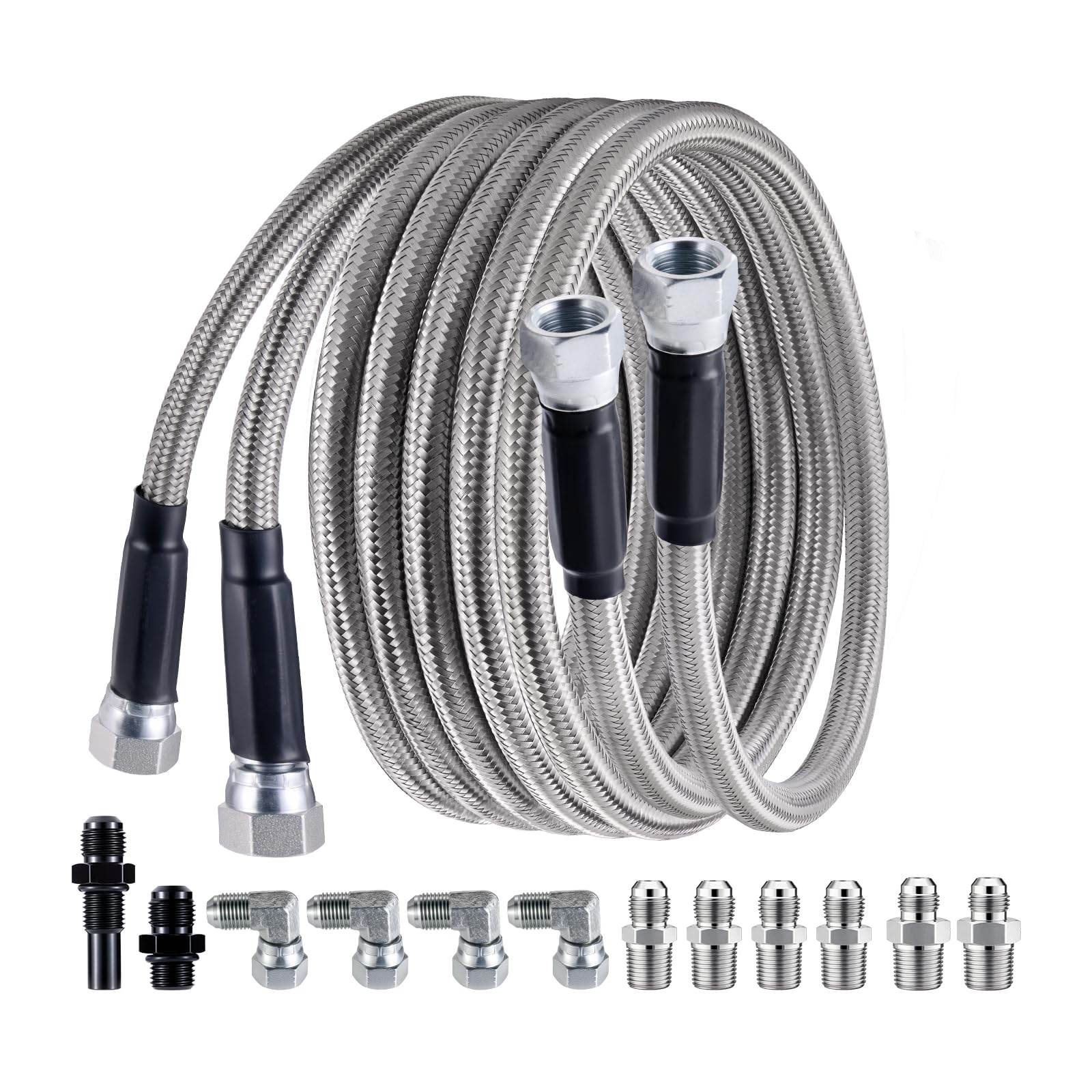 EVIL ENERGY 6AN PTFE Fuel Line Kit 70 Transmission Fluid Oil Cooler Hose Line kit for 4L60E 4L80E,AN6 Stainless Steel Braided PT