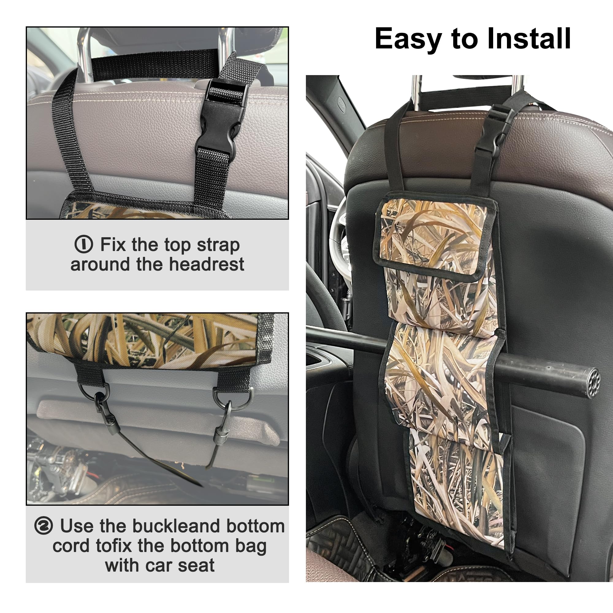 MYDAYS Seat Back Gun Rack, Gun Sling Bag, Camo Front Seat Gun Organizer Holder for Hunting Rifles/Shotguns (Camo4)