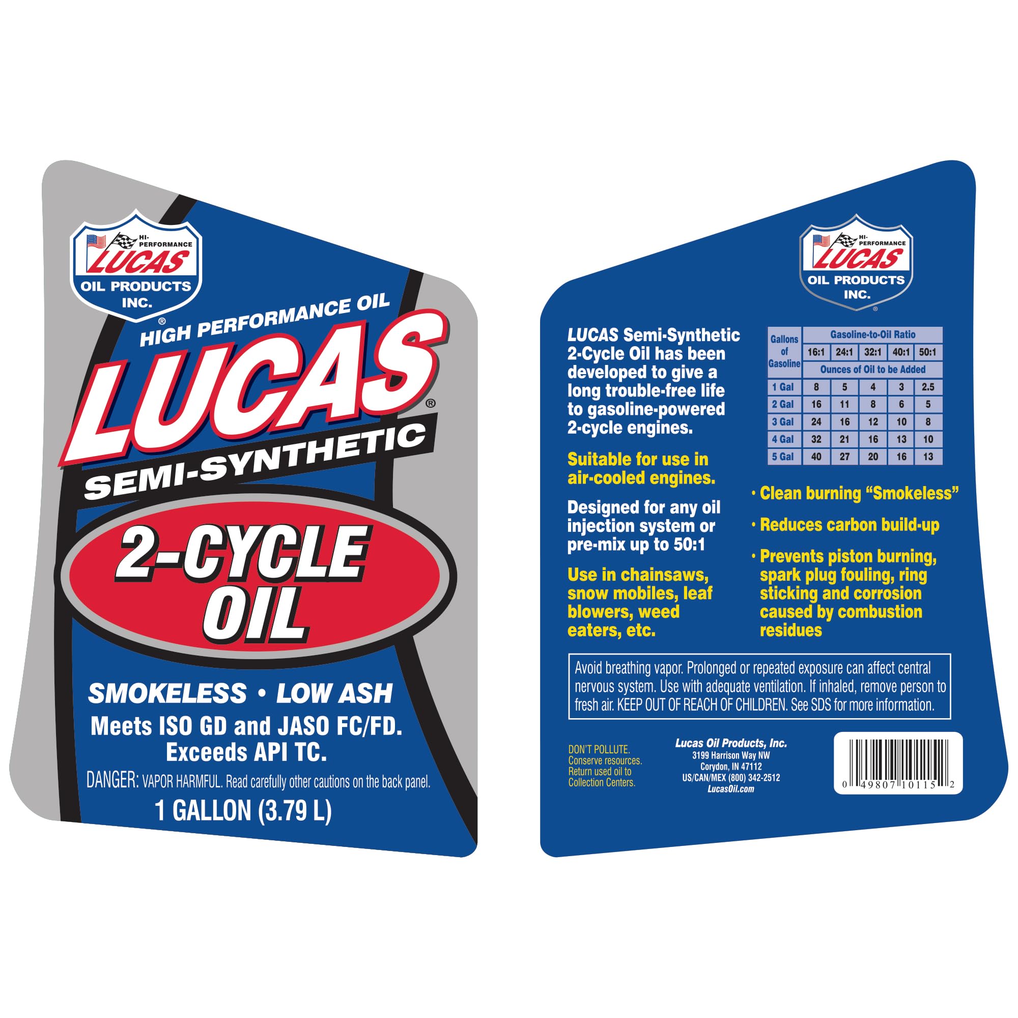Lucas Oil 10115 Semi-Synthetic 2-Cycle Oil - 1 Gallon Jug