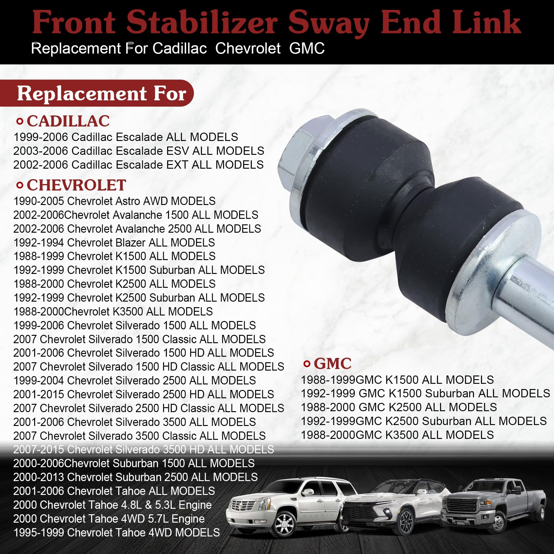 Stiueoav K80631 Sway Bar Link - Front Stabilizer End Link Compatible With 1999-2006 Chevrolet Silverado 1500/2500/3500?2000-2006