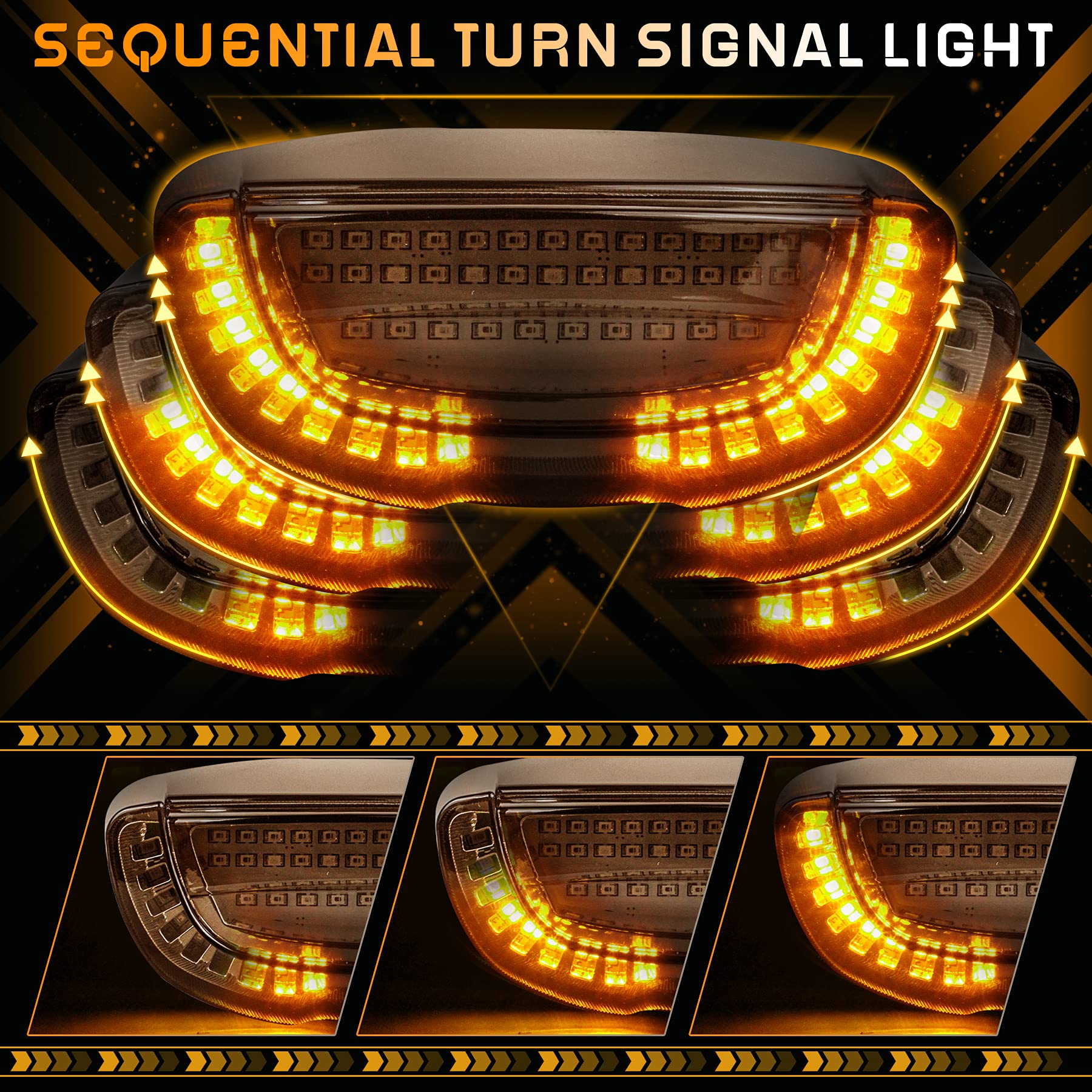 Quasco Motorcycle Brake Tail Light Integrated Turn Signals Compatible With Honda Suzuki Yamaha Atv Cruiser Sportbikes Touring Dirt Bike Standard Street Bikes