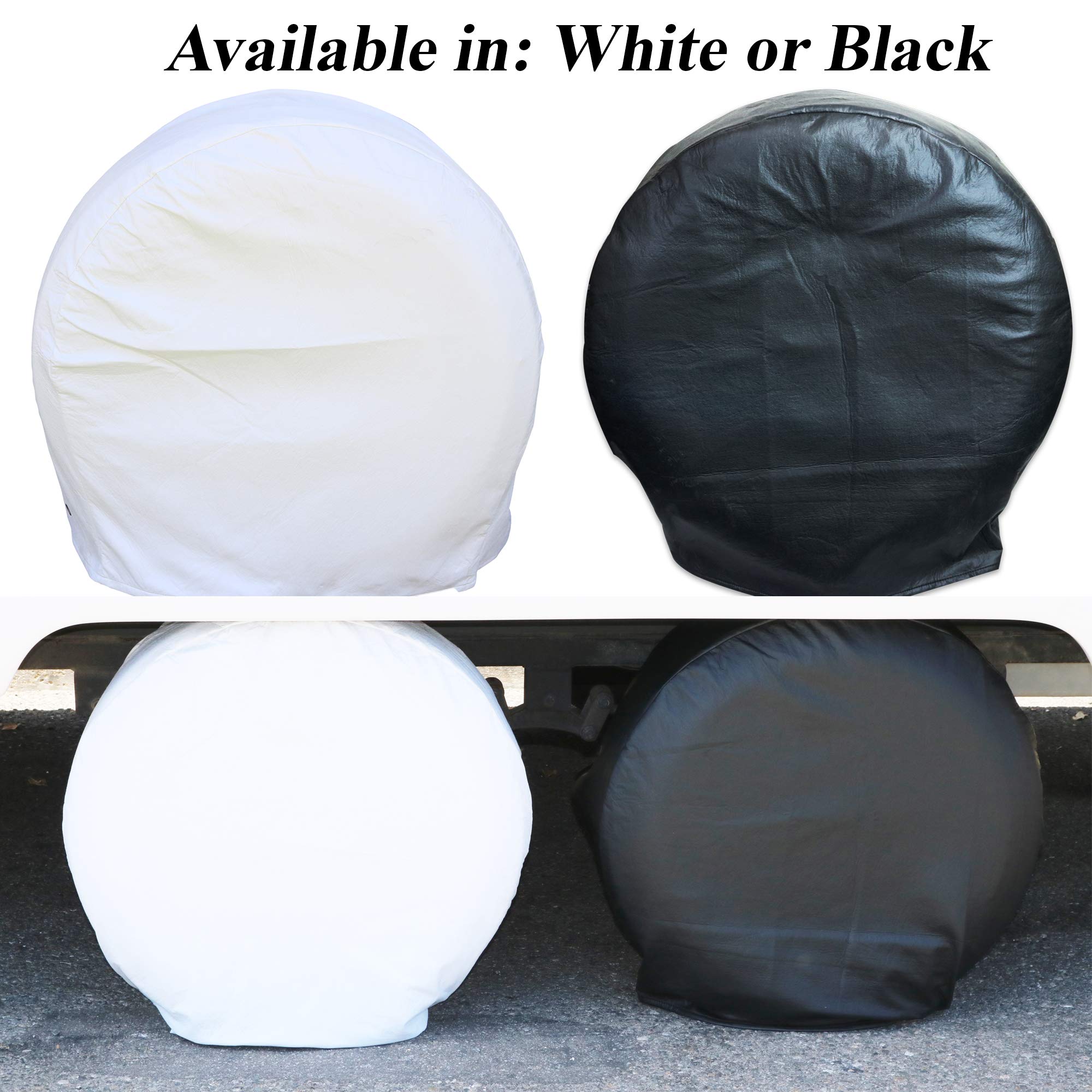 Leisure Coachworks Tire Covers For Rv Wheel Set Of 4 Motorhome Wheel Covers Black Waterproof Soft Vinyl Tire Protectors Tire Cov