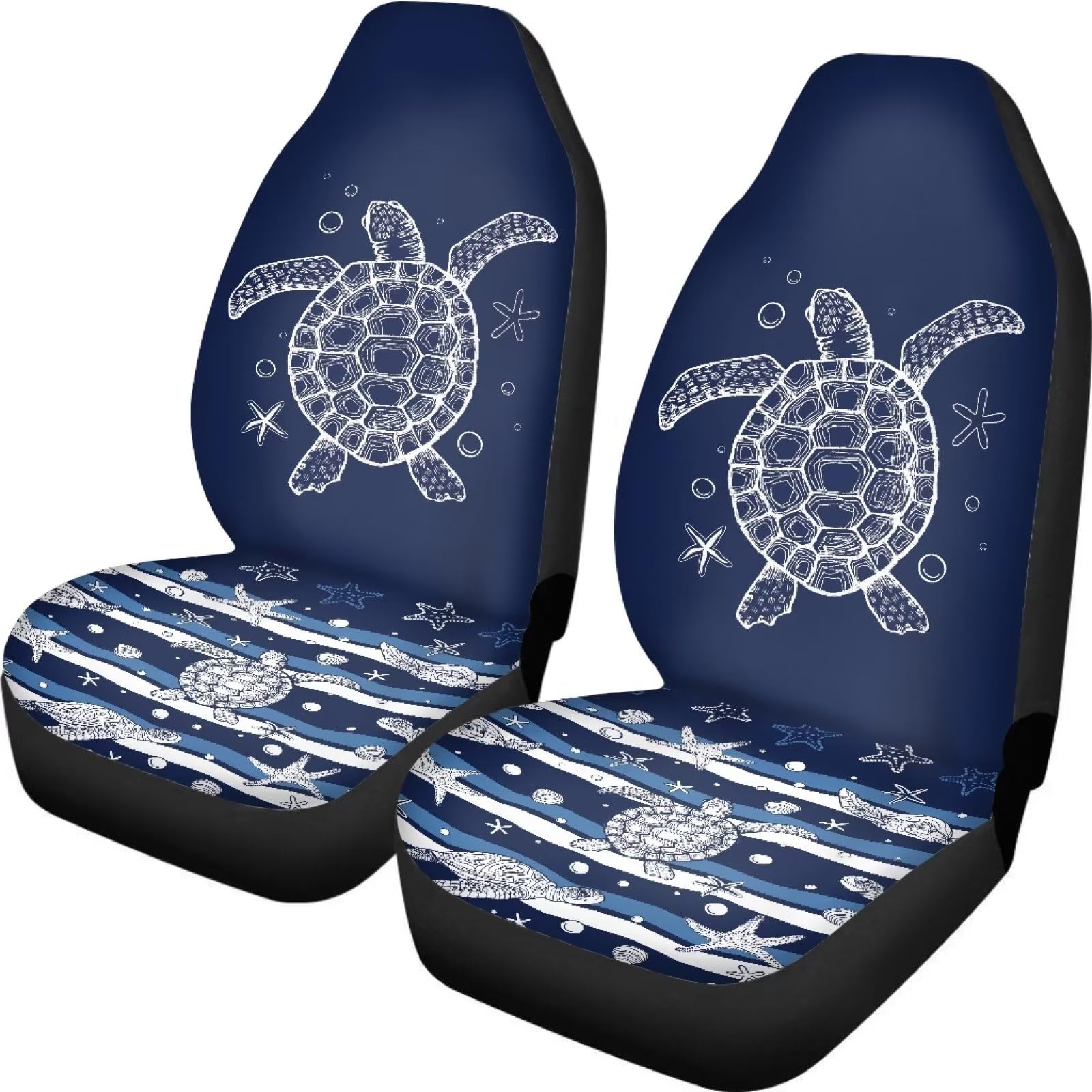 Talayituse Turtle Starfish Print Auto Seat Cover Full Set 2 Pack, Bucket Seat Covers, Car Protection Interior Accessories for Me