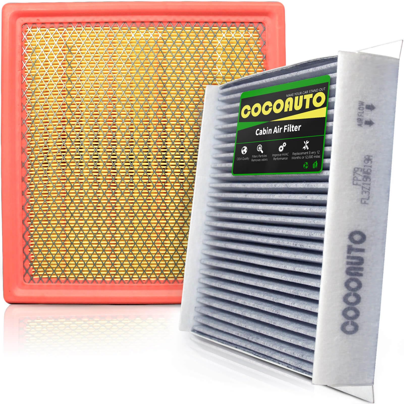 Cocoauto Engine And Cabin Air Filter Set For Ford F150(2015-2025) 2.7L 3.0L 3.3L 3.5L 5.0L, Ford Expedition Lincoln Navigator(20