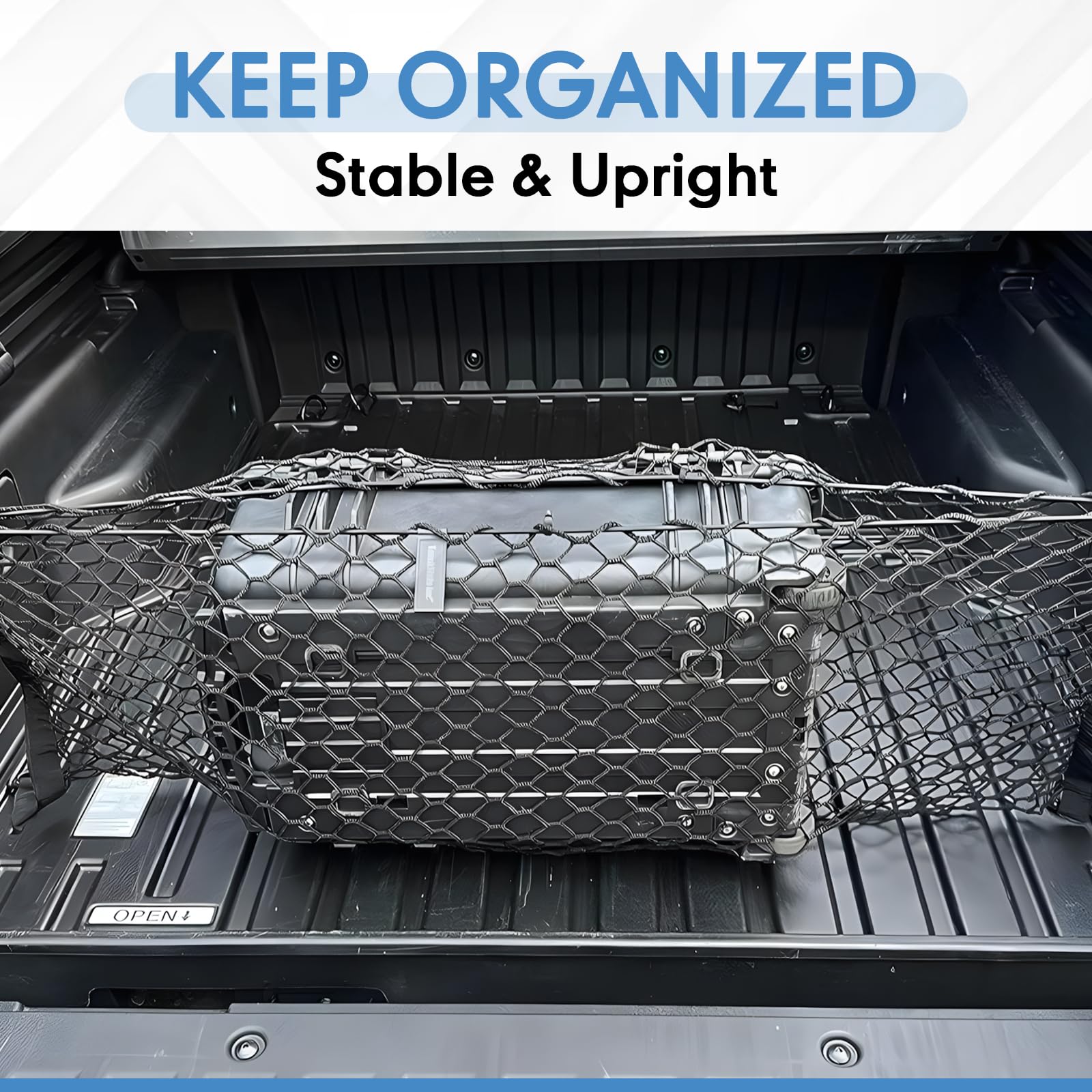 LINKCRO Black Truck Bed Cargo Net, 50” x 18”, Premium Mesh Organizer for Chevrolet Silverado, FT150, GMC - Durable Storage Solution