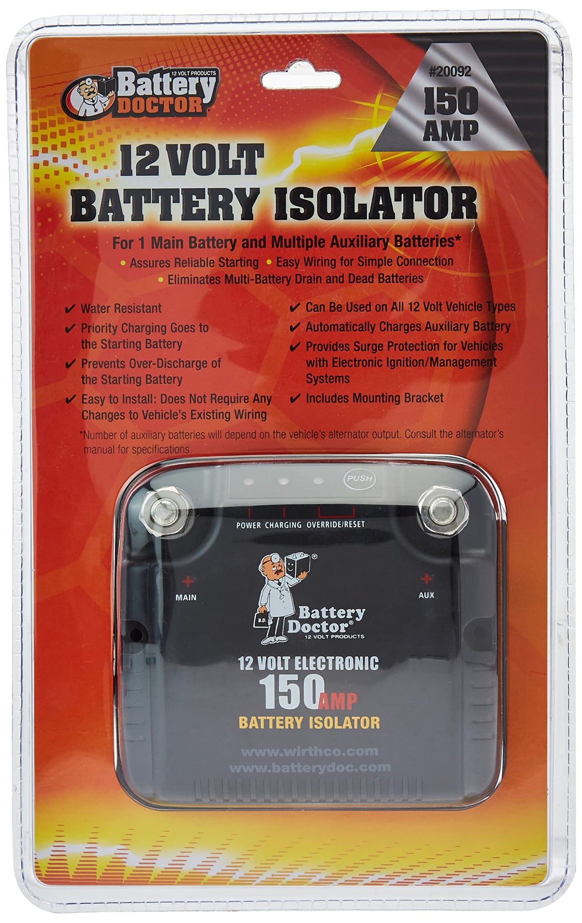 Wirthco 1213.1241 20092 Battery Doctor 125 Amp/150 Amp Battery Isolator , Black