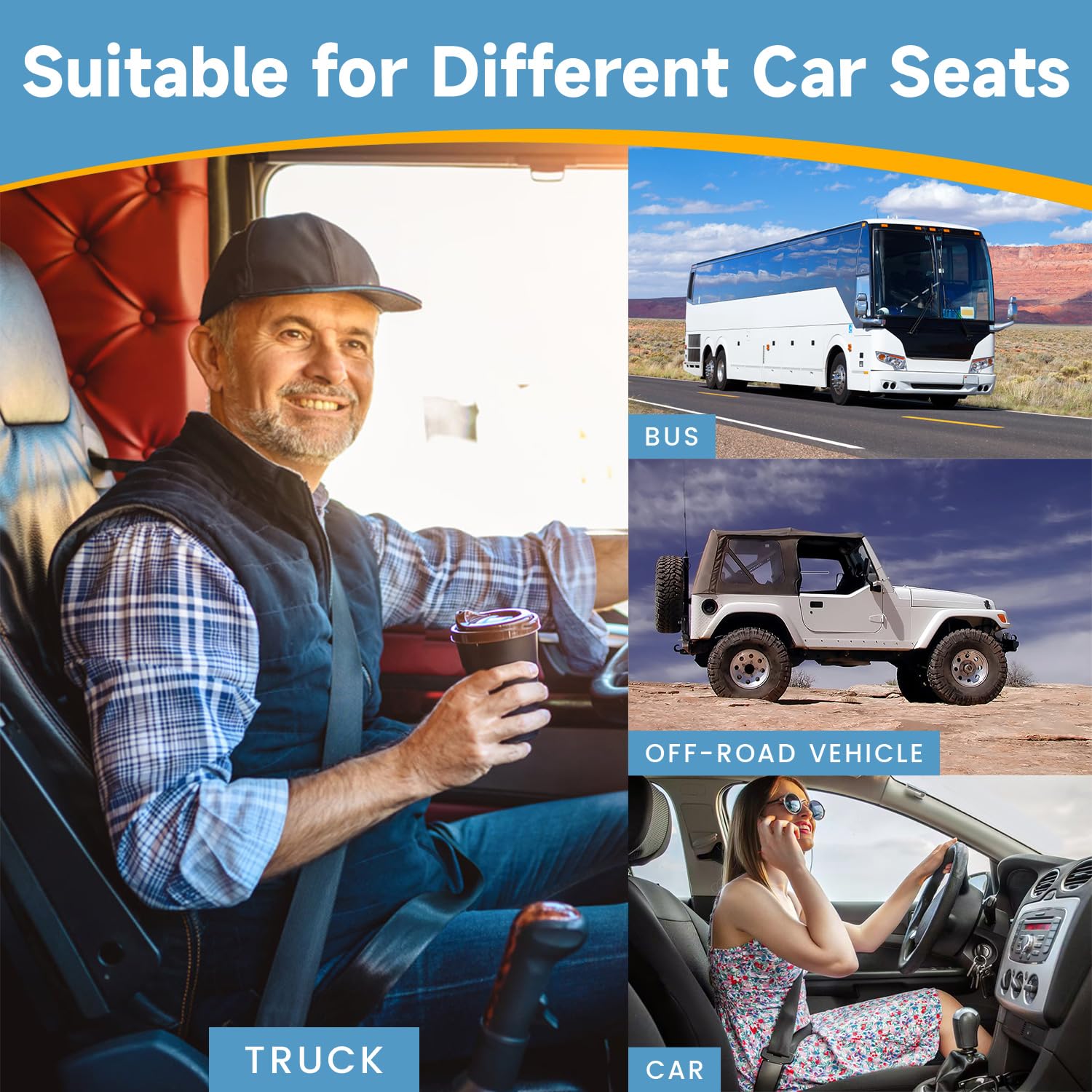 Anzhixiu Heightening Truck Seat Cushion For Broader Vision, Car Seat Cushion For Car Seat Driver Truck Driver, Sciatica Pain Rel