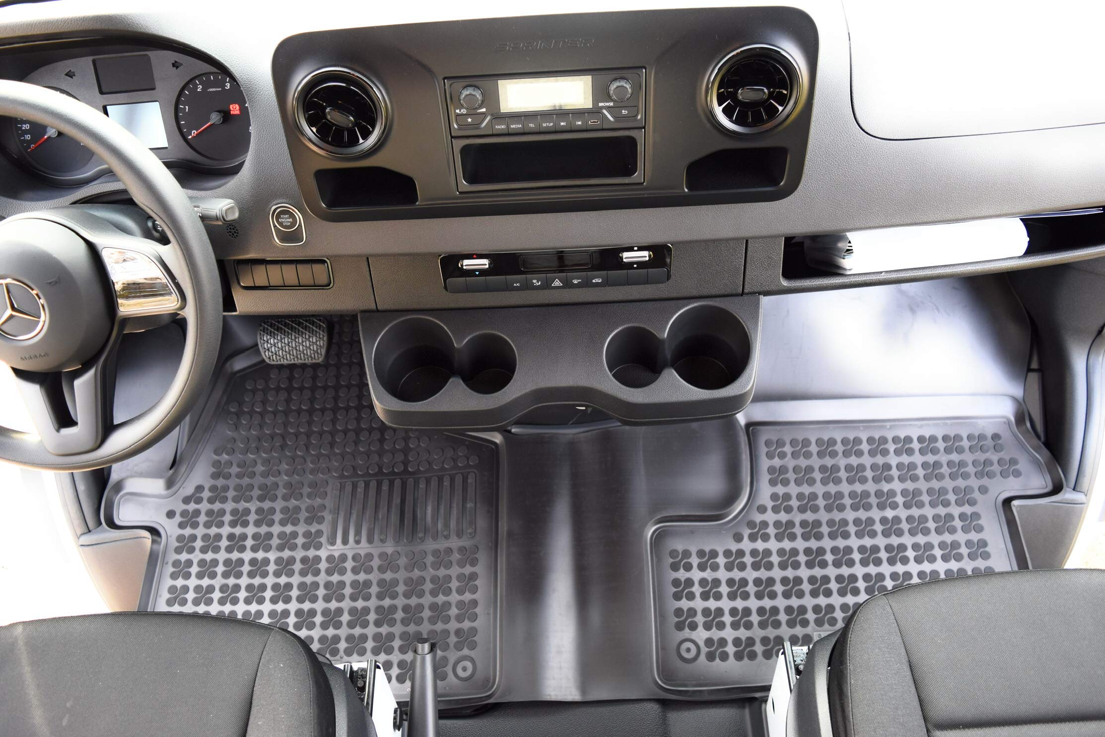 Rezaw-Plast Floor Mat For Passenger Crew Mercedes Sprinter 2007-2023 All Weather Rubber Liner Sprinter Van Accessories Molded Black (Won'T Fit Cargo 2007-2023) (Cargo)