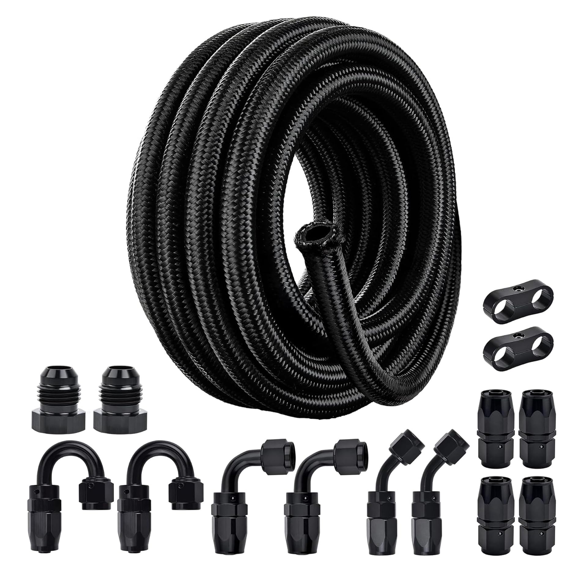 EVIL ENERGY 8AN Fuel Line Kit, 8AN Hose Kit 16FT Nylon Braided Fuel Line Hose Fitting Kit CPE Fuel Hose