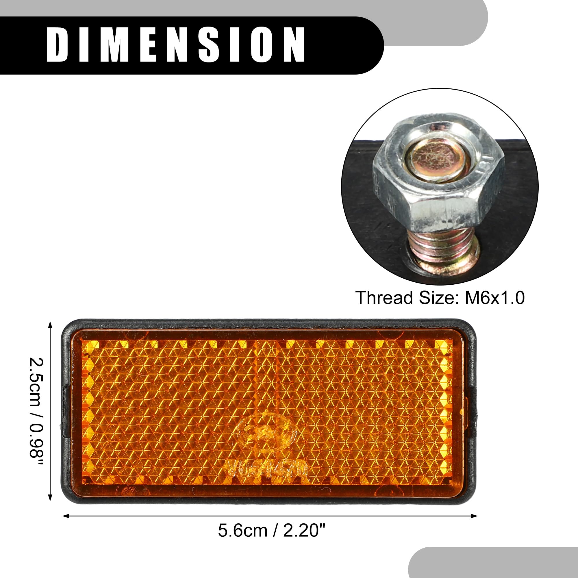 Partuto 4pcs 2.20''x0.98'' Universal Reflector - Rectangle Motorcycle Bike Safety Reflector Increase Visibility and Safety on Th