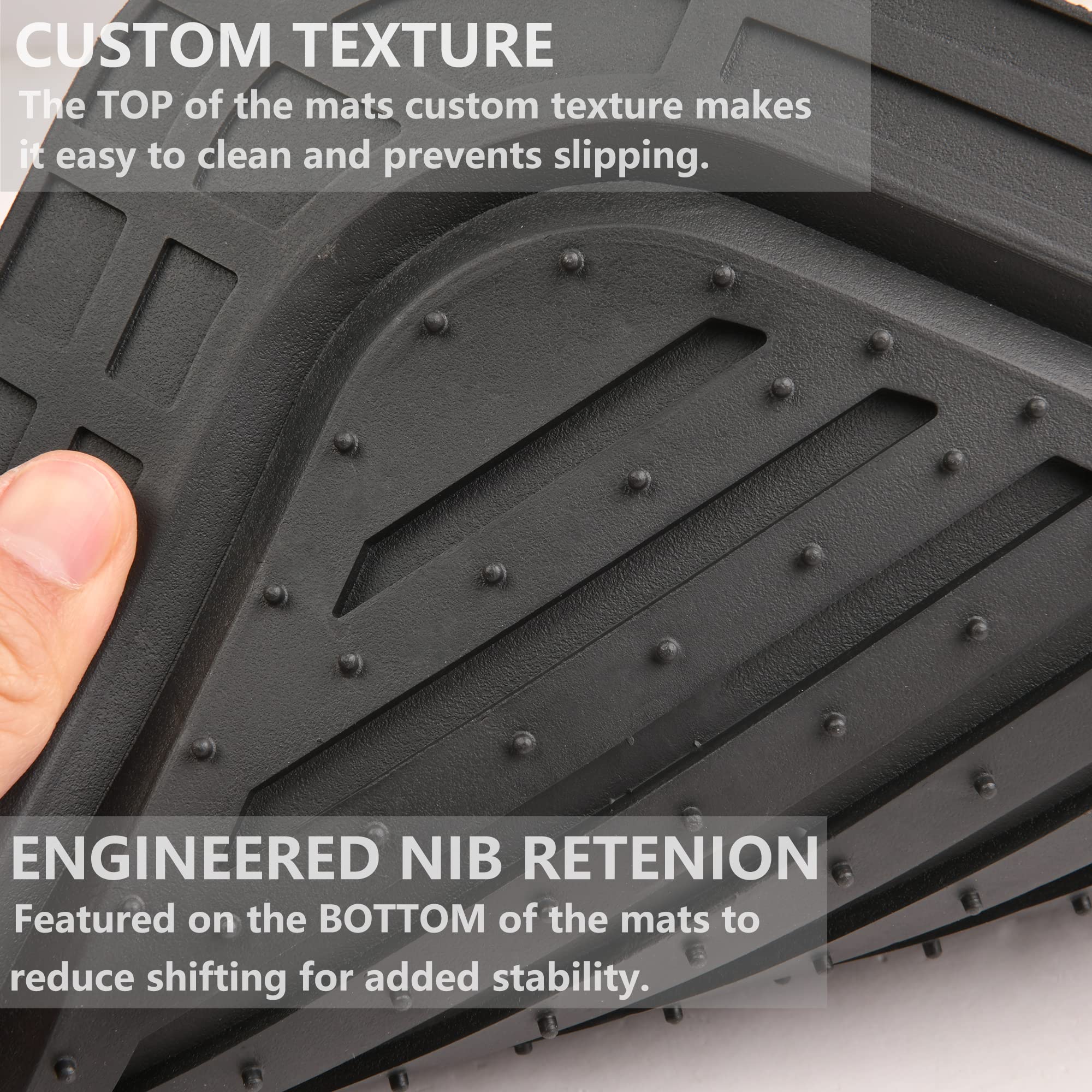 Car Pass Heavy Duty Rubber Floor Mats 4-Piece Car Mat Set - Universal Waterproof Carbon Fiber Floor Mats For Car Suv Truck, Durable All-Weather Mats(Black And Red)