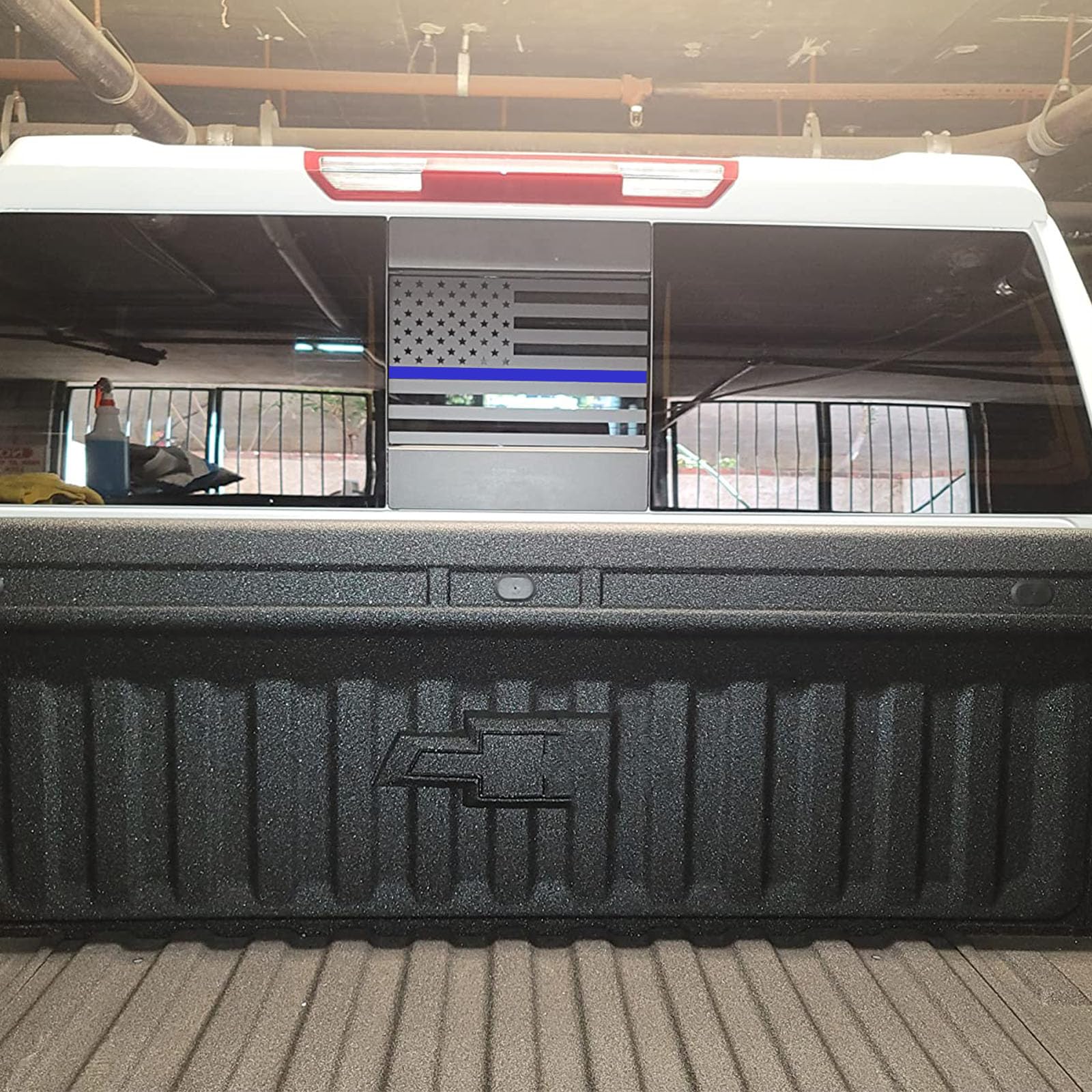 Zxiaochun Rear Middle Window American Flag Decal Compatible With Chevy Silverado/Gmc Sierra 2004-2018, Back Sliding Center Windo