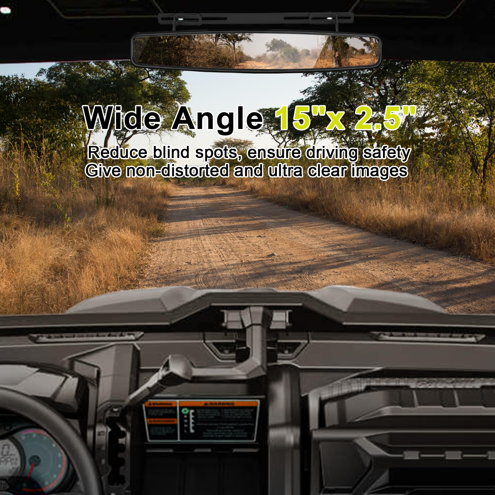 Mofun Utv Rear View Center Mirror With Bracket Compatible With 2016-2024 Can-Am Defender Hd5 Hd8 Hd10