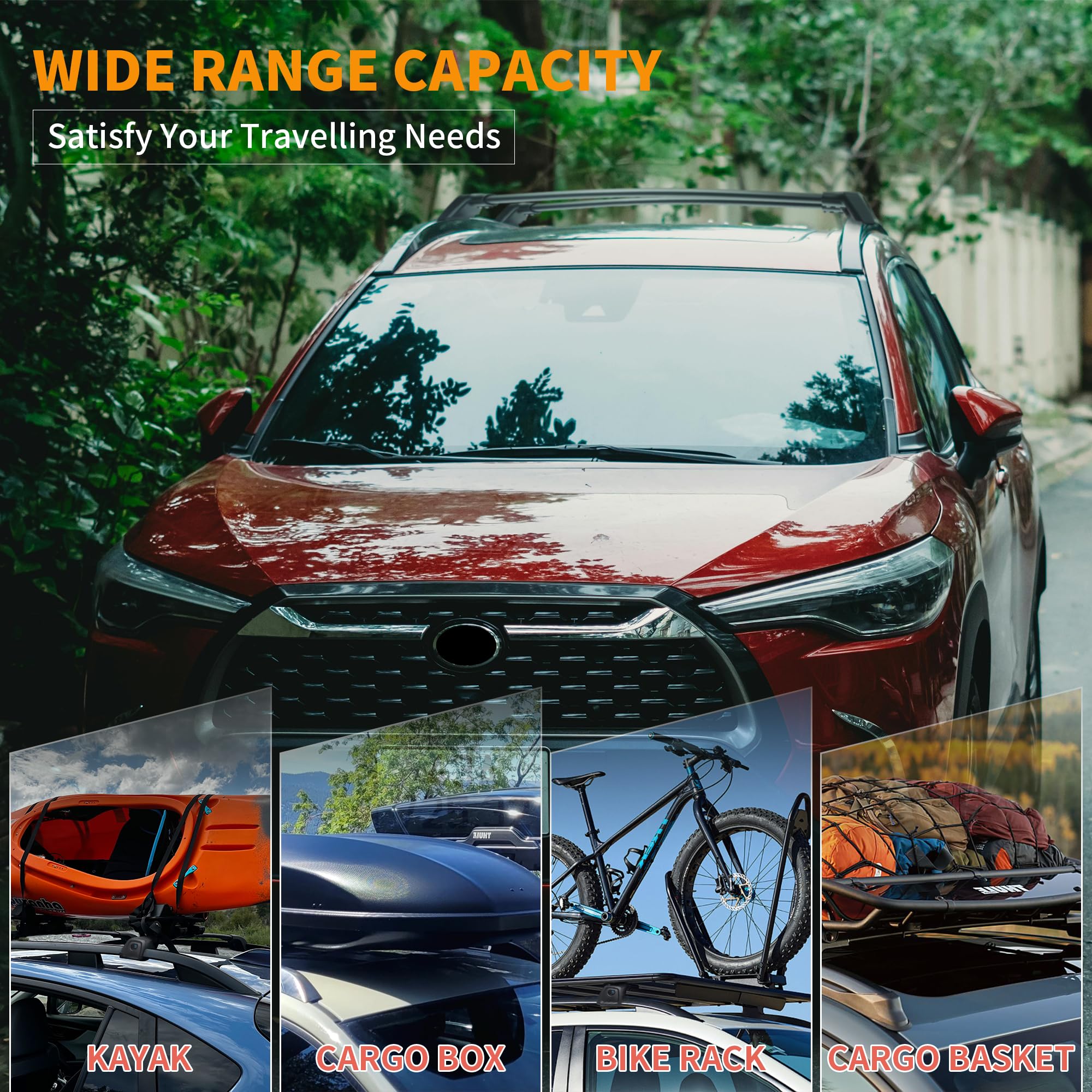 Autekcomma Heavy Duty Roof Rack Crossbar Compatible For Corolla Cross 2023-2025 (Not For L/Hybrid S) Black Matted Max 260Lb Load