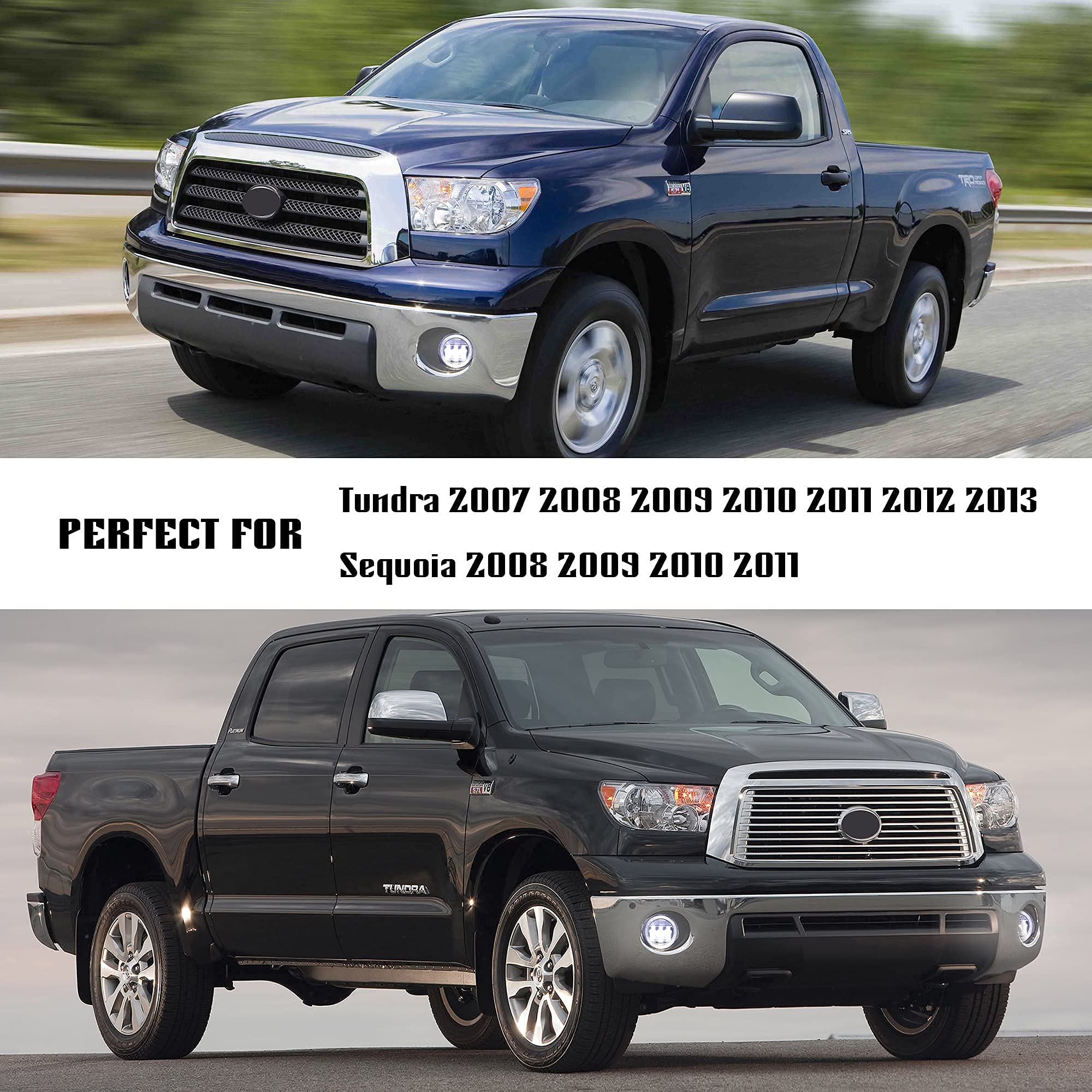 Drfg Led Fog Lights With Daytime Running Lights Compatible For Toyota Tundra 2007 2008 2009 2010 2011 2012 2013, Sequoia 2008-20