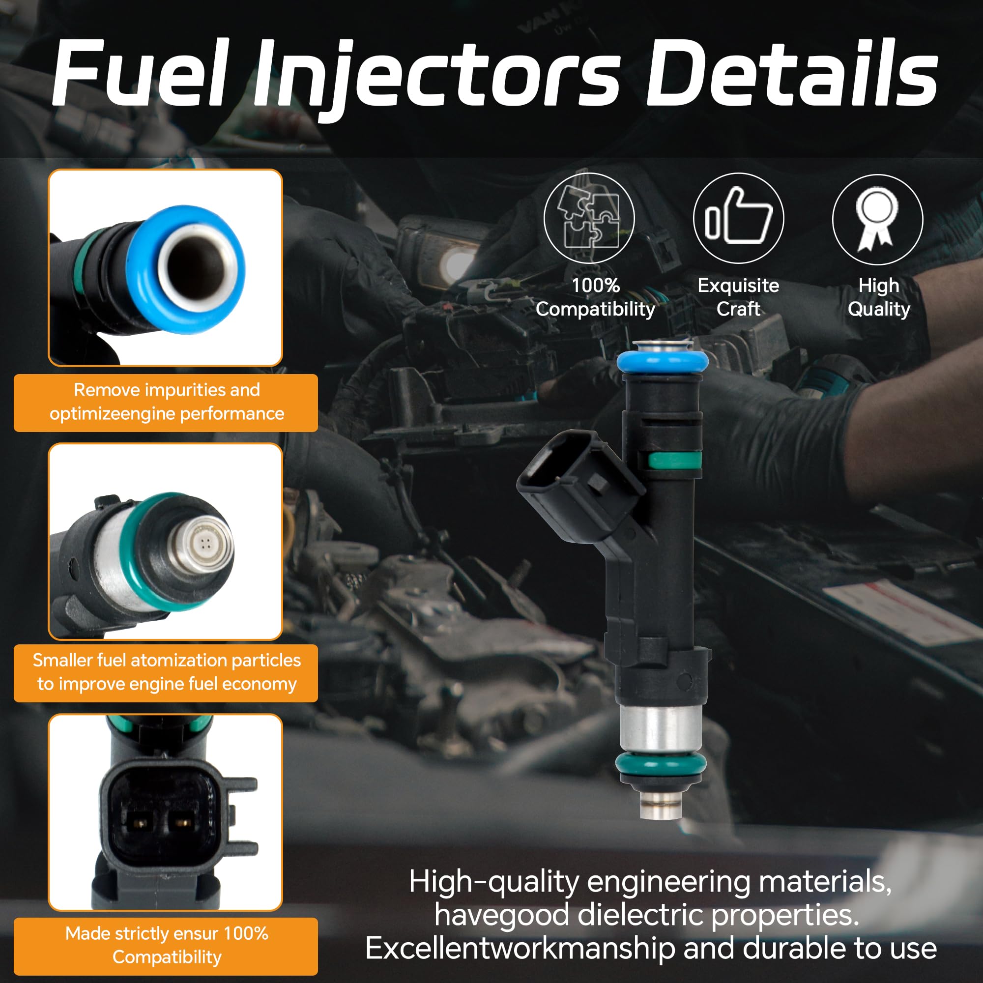 AdvanEX Fuel Injector 4 Holes Compatible with Chrysler Town & Country 3.3L 3.8L 2008-2010; Dodge Grand Caravan 3.3L 3.8L 2008-20