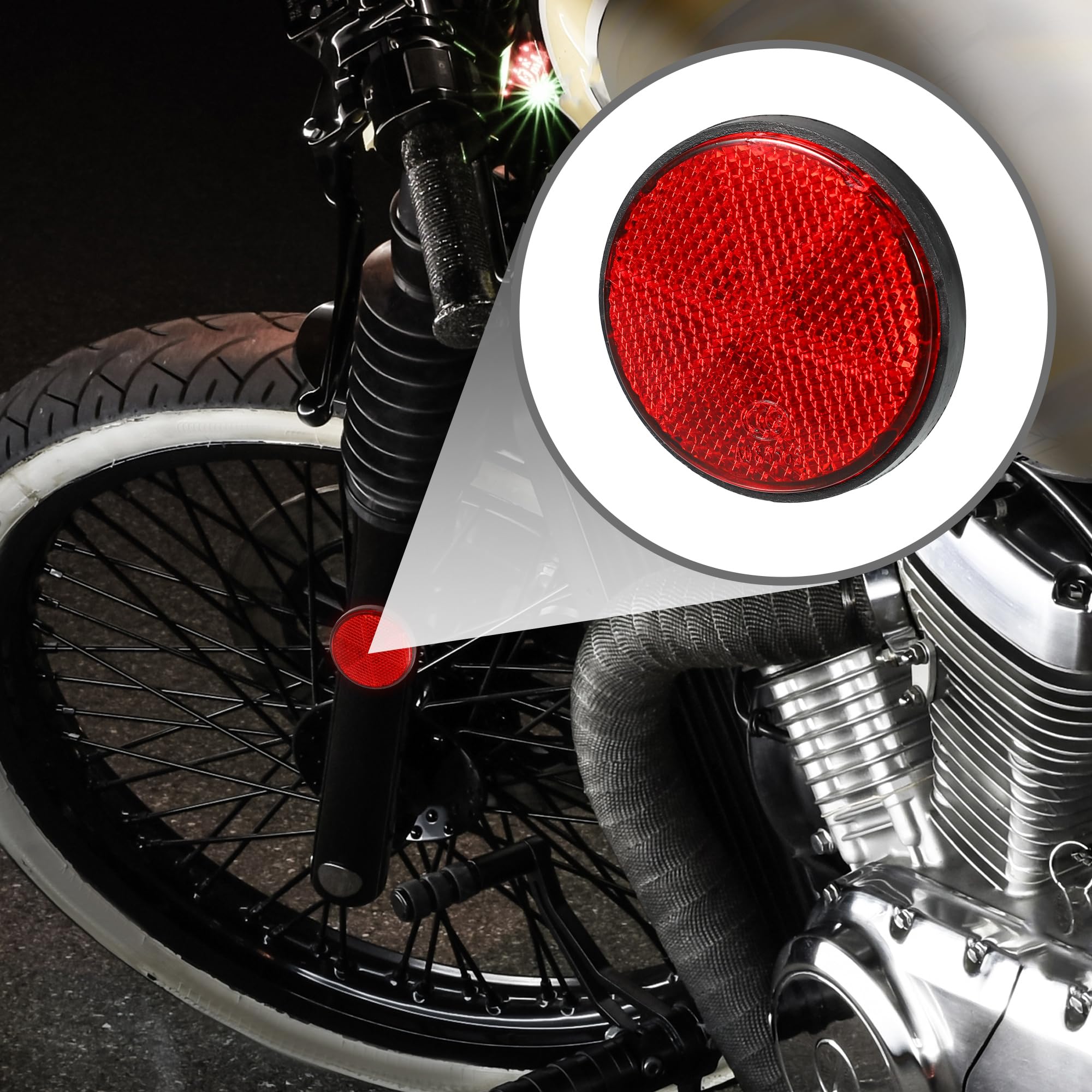 Partuto 6pcs 2.20''x0.31'' Universal Reflector - Round Motorcycle Bike Safety Reflector Increase Visibility and Safety on The Ro