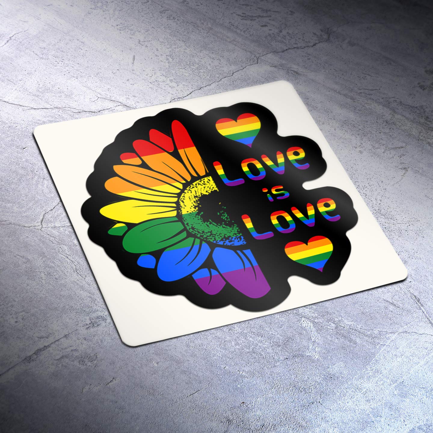 Black Background Love Is Love Daisy Lgbtq+ Pride Vinyl Decal Sticker | Cars Trucks Vans Walls Laptops Cups | Full Color Printed
