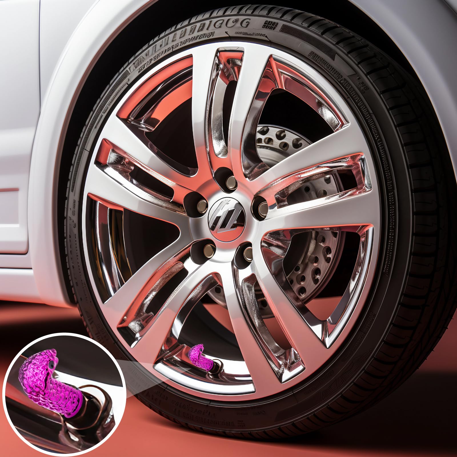 Meajoo 8Pcs Cobra Style Tire Valve Stem Caps, Snakehead Shape, Universal Copper Core Dustproof Tire Valve Stem Covers For Cars,