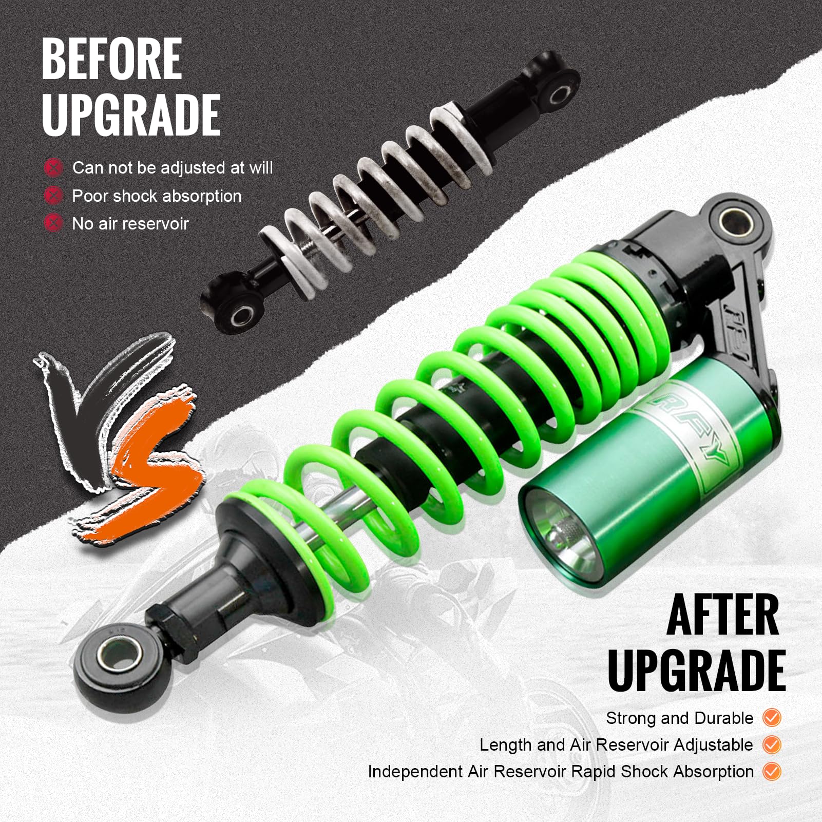 Gzyf 320Mm Pair Universal Motorcycle Rear Air Shock Absorbers For Honda For Suzuki For Kawasaki For Yamaha Atv Go Kart Quad Dirt