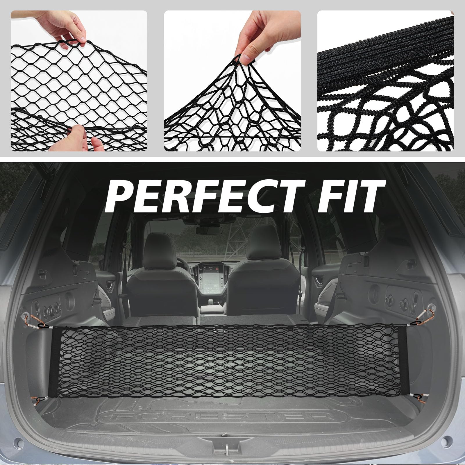 Muslogy Envelope Style Rear Trunk Mesh Cargo Net Compatible With 2025 Subaru Forester Base Premium Sport Limited Touring Accesso