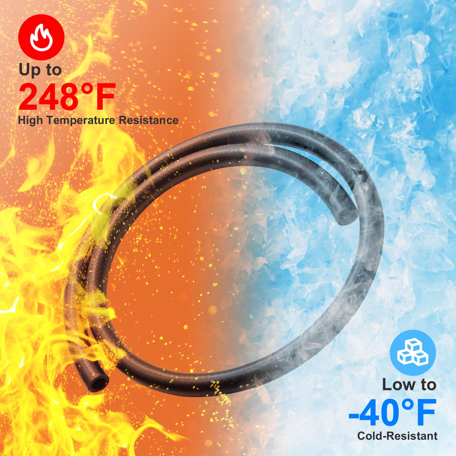 5/8' Id Fuel Line, 5Ft Fuel Hose Nbr Rubber Sae J30R7 300Psi, Supplied By Wivie (5/8 Inch)