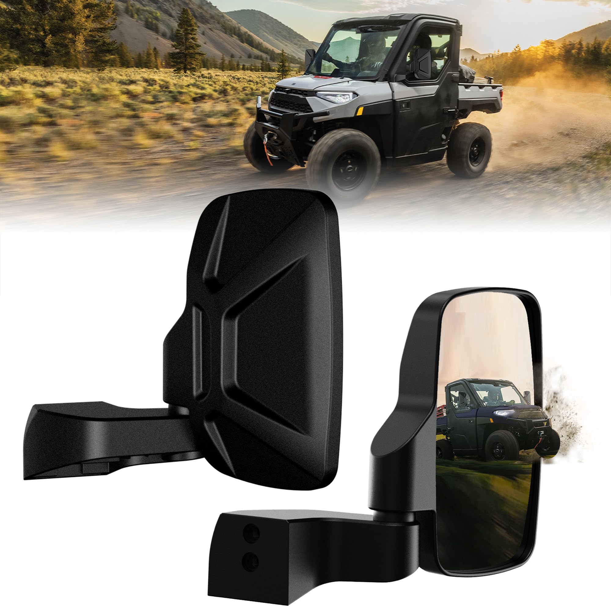 Ranger Door Mounted Side Mirrors For Any Polaris Ranger, Txzsxs Ranger Side Mirrors Compatible With 2018-2023 Polaris Ranger Crew Sp Xp 570 1000 And 2019-2024 Commercial Pro Xd 2000G 4000D (Full Door)