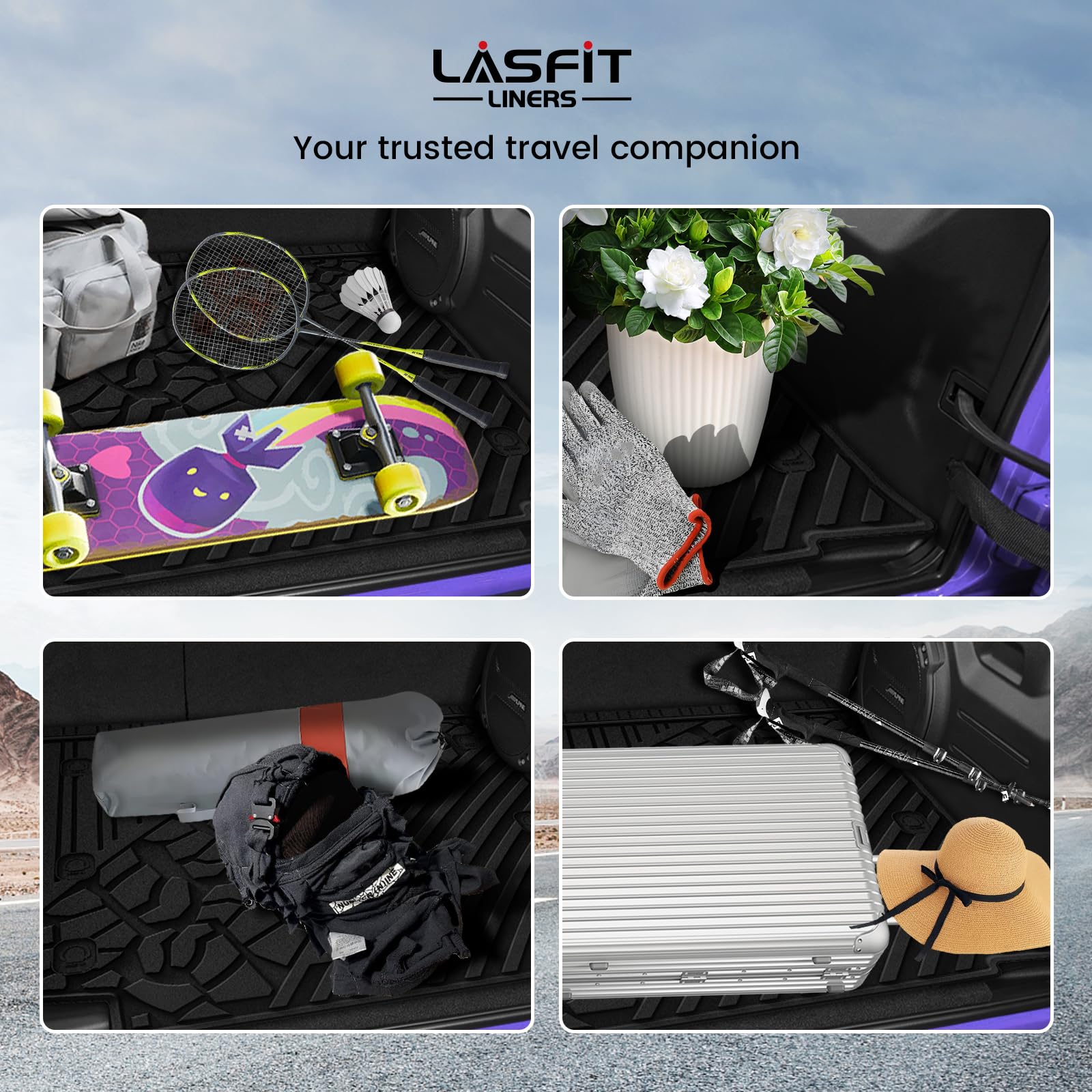 Lasfit Cargo Mat Fit For 2018-2024 Jeep Wrangler Jl Unlimited 4 Door With Subwoofer Only (Not Fit For Jk Or 4Xe), Tpe All Weathe