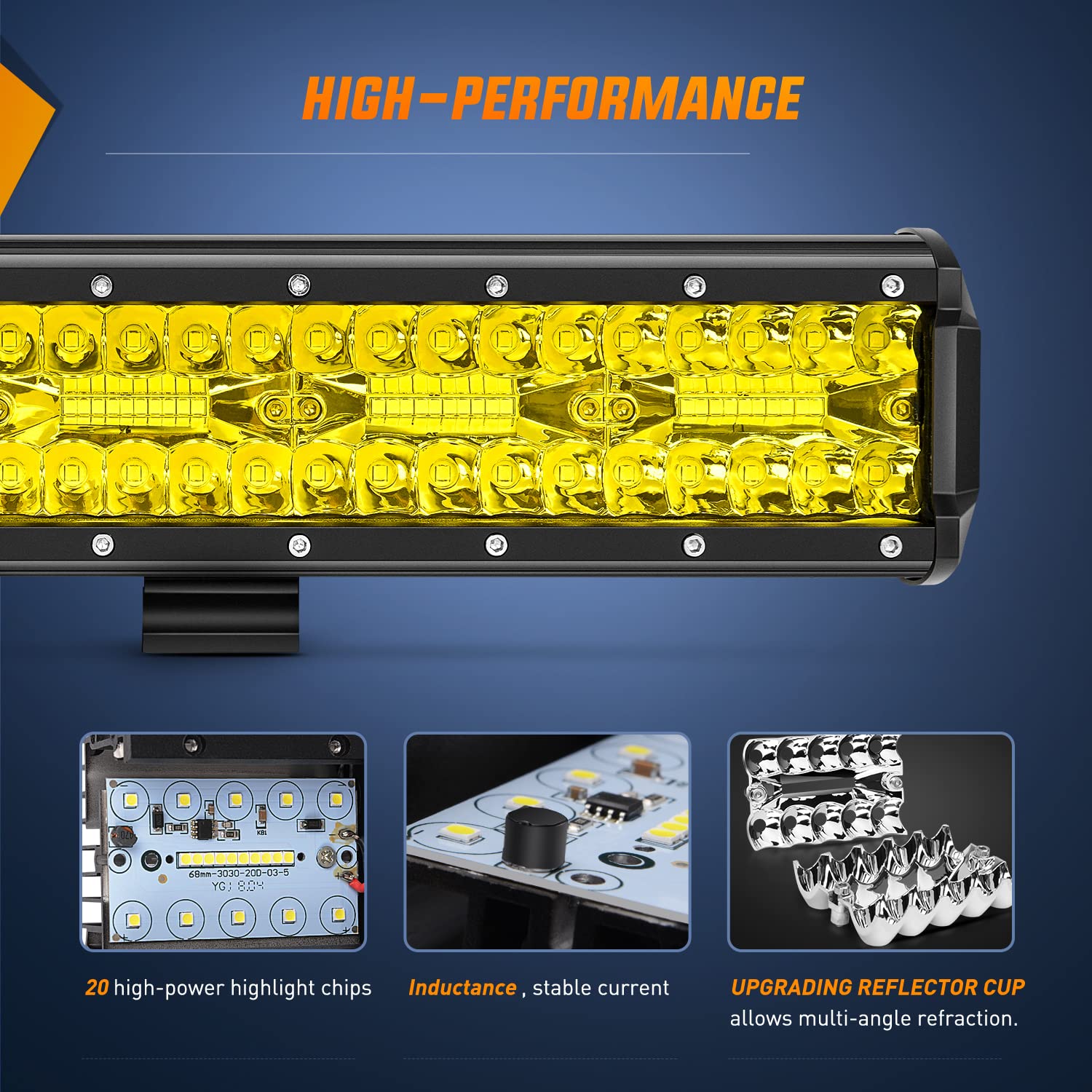 Nilight 12Inch Amber Led Light Bar 240W Triple Row Spot Flood Combo Led Off Road Lights For Truck Car Atv Suv Cabin Boat With 16